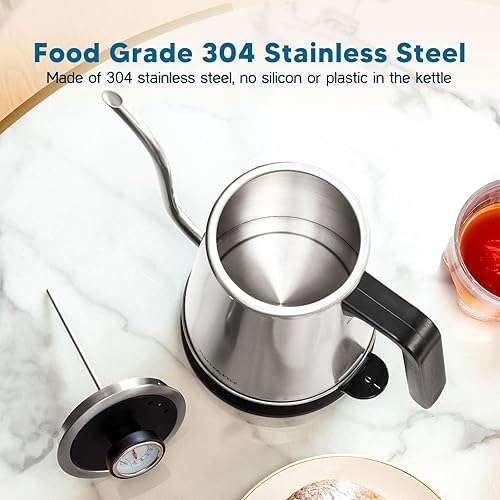Miniatura 6 de Nueve&Five Hervidor eléctrico de cuello de cisne con termómetro, hervidor de té eléctrico de 1 litro con apagado automático, hervidor de agua