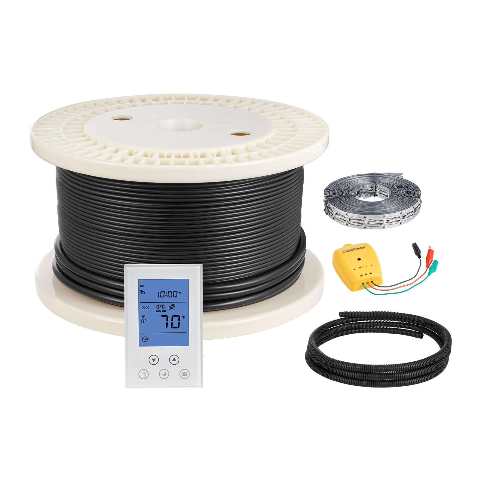 For Tile, Stone, Vinyl, Home Improvement, With Smart Control Thermostat & Alarm, Monitoring System, Silent, Easy Installation VEVOR 200 sqft Underfloor Heating Cable Kit, 240 V Electric Radiant Heated