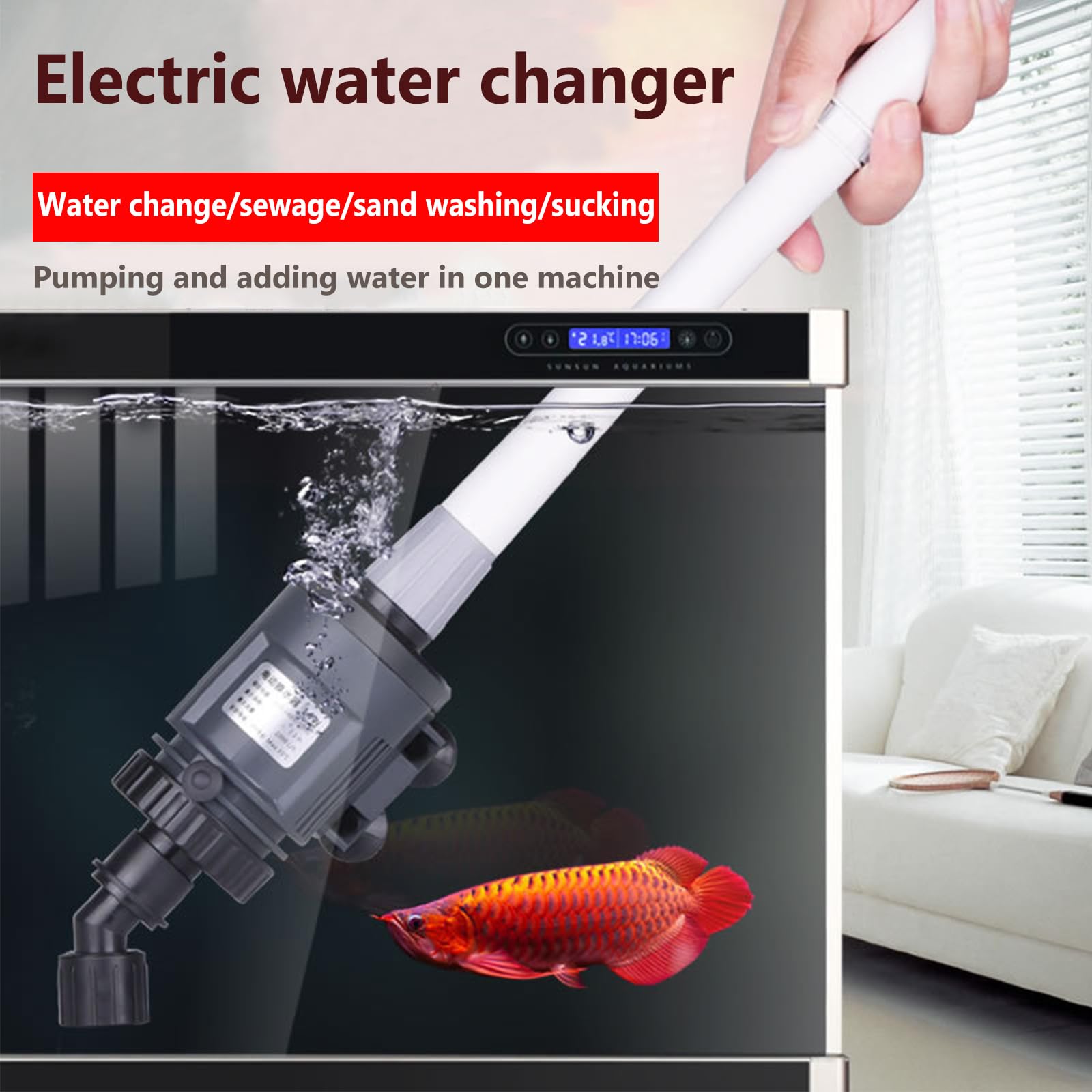 Extractor de Lodos al vacío para Acuario, Limpiador eléctrico de Grava para Acuario, Cambiador de Agua para pecera, Filtro de Agua, Kit de Limpieza para Acuario, Accesorios para pecera
