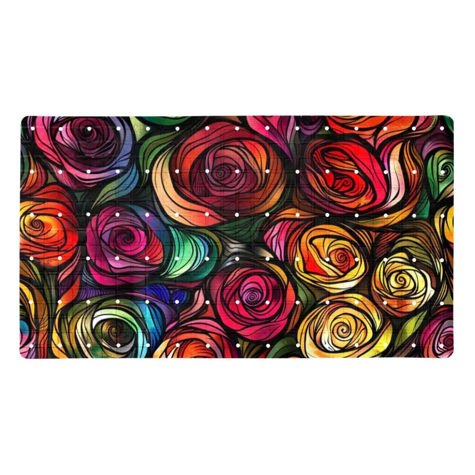Tapis de bain antidérapant évite les glissades grâce au séchage rapide extra long aux roses