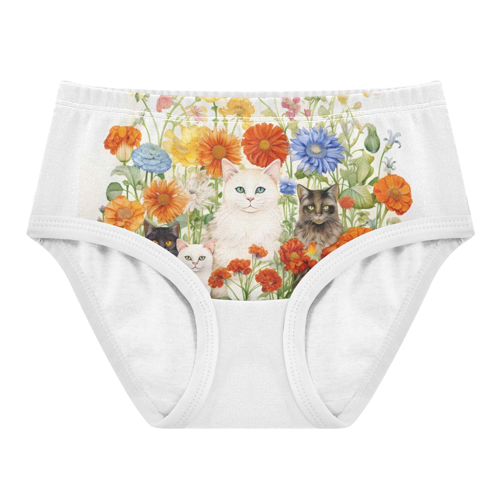 ALAZA Toddler Girls Cotton Hipster Underwear Soft Cats Flowers 2 Pack 2T
