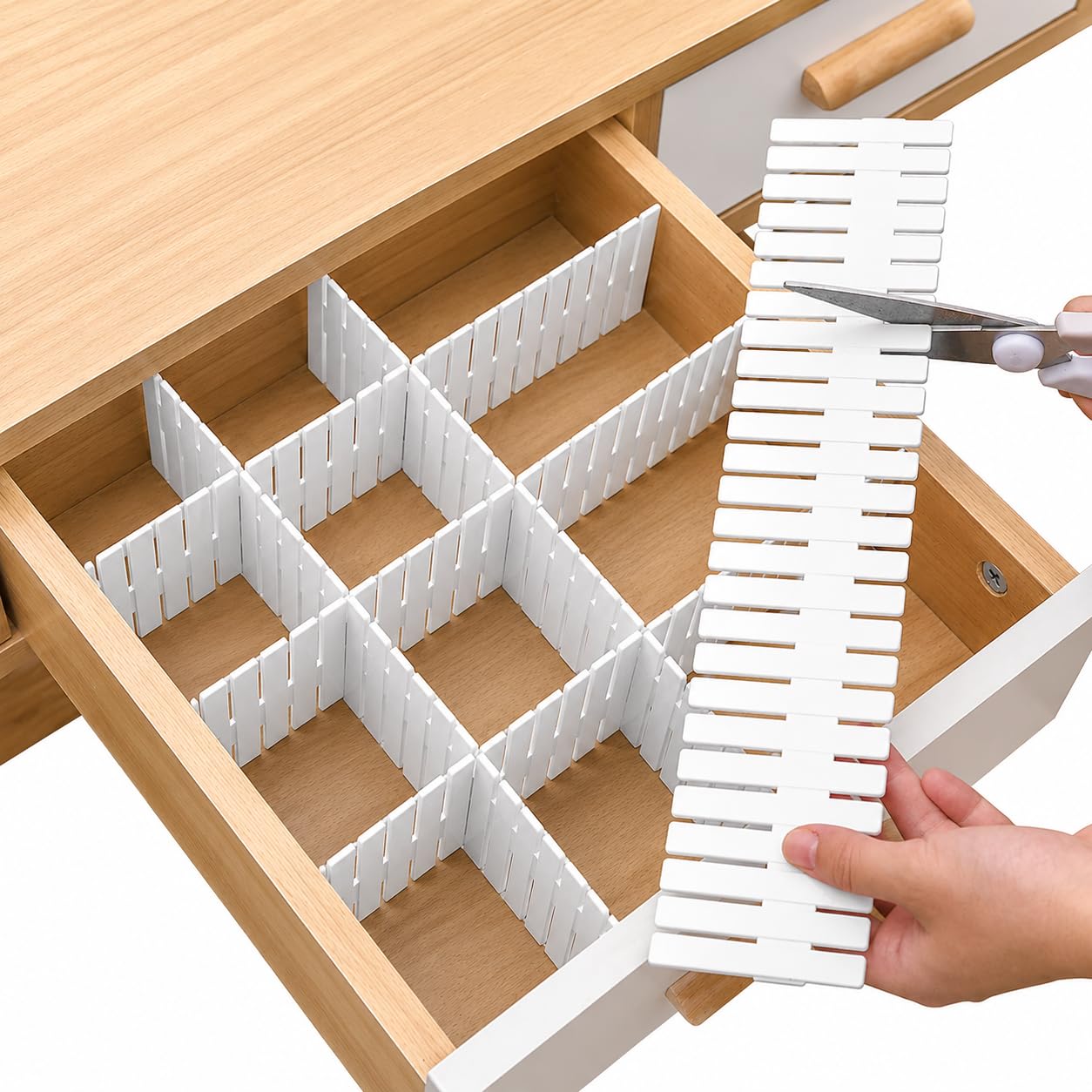 RIO ENTERPRISE - 20 Adjustable Strips Interlocking Self Assembly Plastic Drawer Divider Storage Organizer - Grid Closet Partition Strips for Home, Office, Wardrobe, Cabinet (Multicolour)-image-7