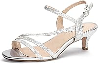 IDIFU Women's 2 Inch Kitten Heel Strappy Sandals - Comfortable Open Toe Low Heel Dress Shoes for Evening, Bridal, Dance