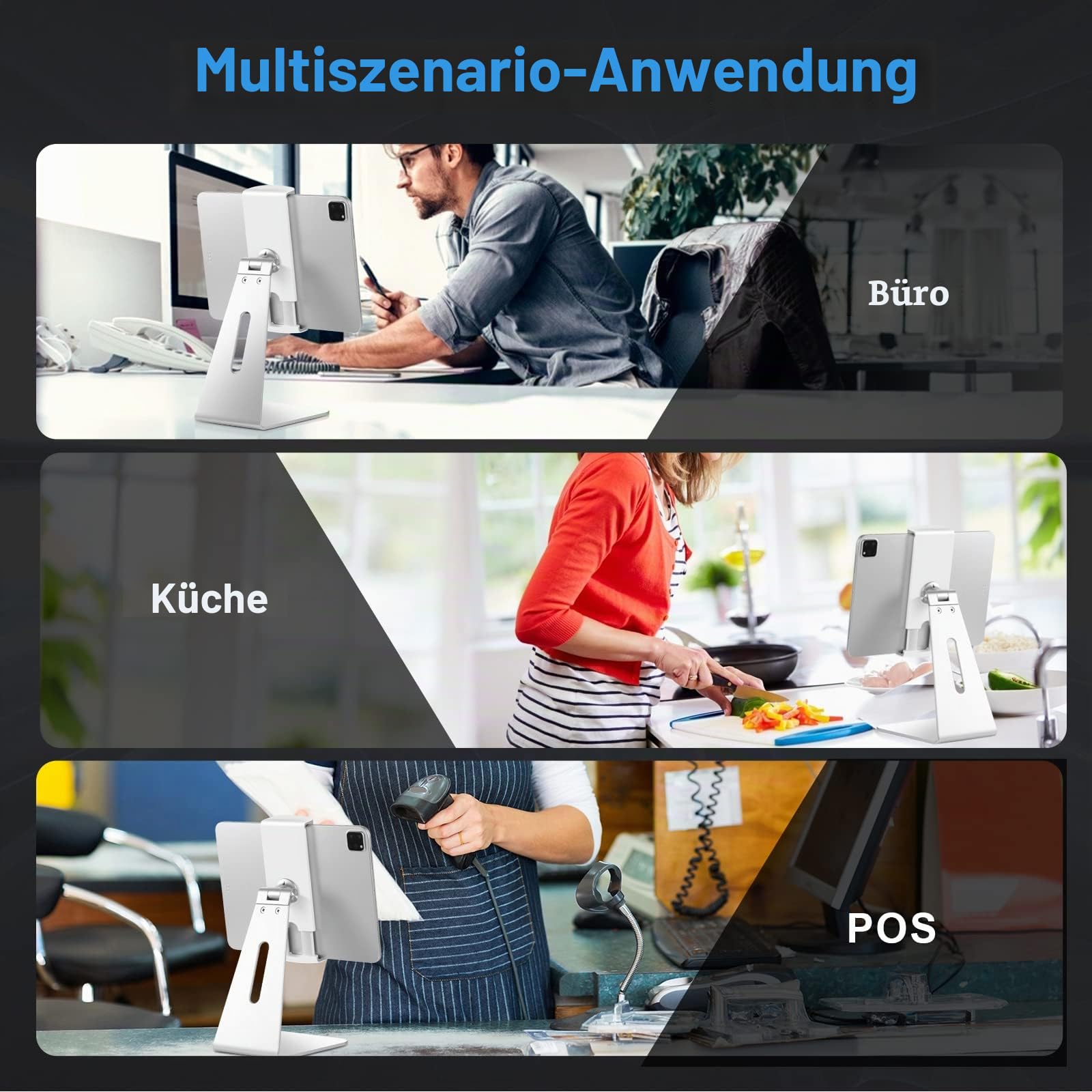 Tablet Ständer Verstellbar, Schwerer Aluminium Tablet Halterung Halter Tisch, Kompatibel mit iPad Pro/Air/Mini, Samsung Tab, Surface Pro, Kindle Fire (7-13 Zoll)