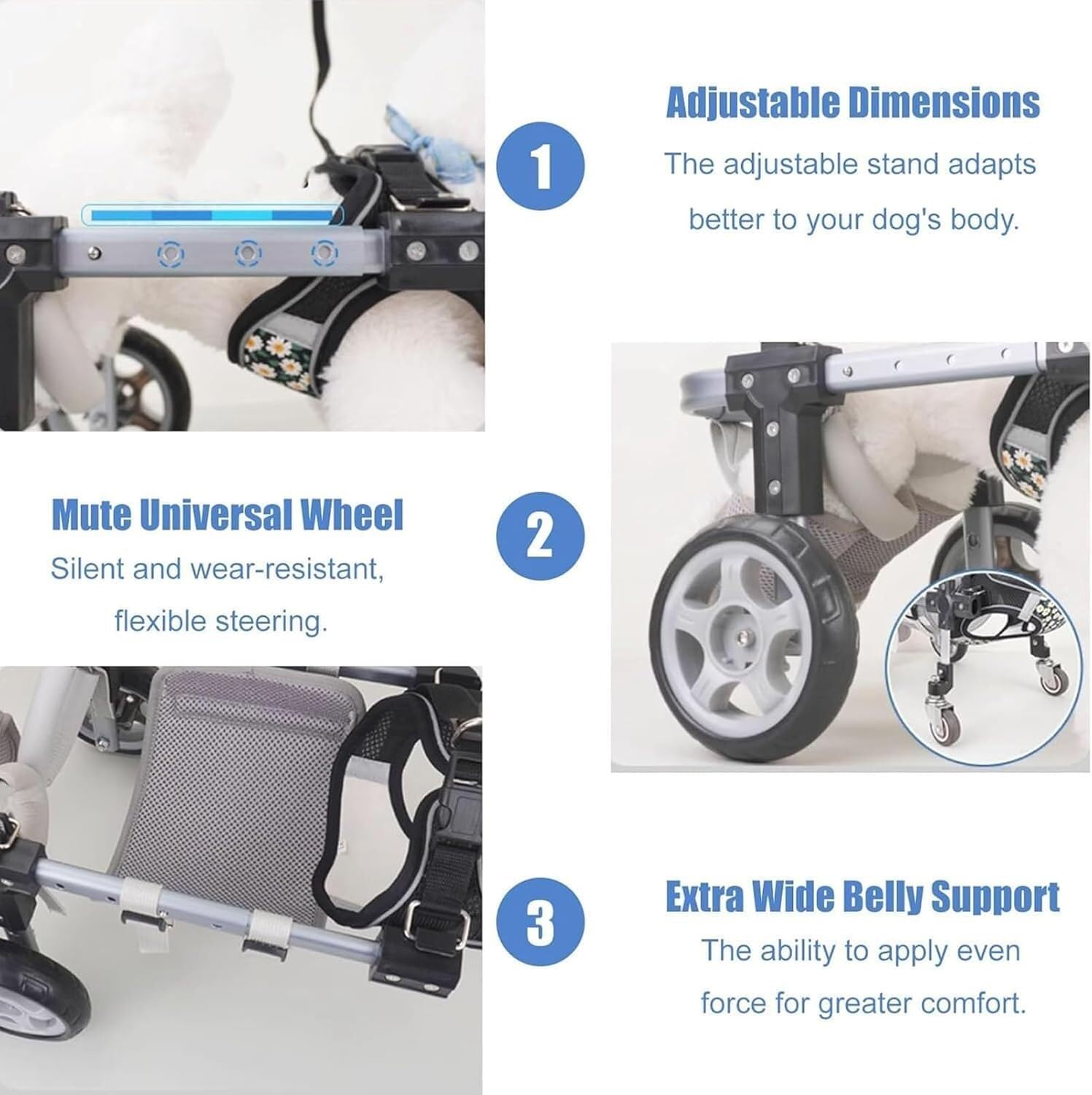 Fauteuil Roulant Réglable À 4 Roues pour Chiens, Pattes Avant Et Arrière – Aide À La Mobilité Légère pour Chiens Blessés, Handicapés Ou Âgés – Convient Aux Petites Et Grandes Races(4wheel,S)