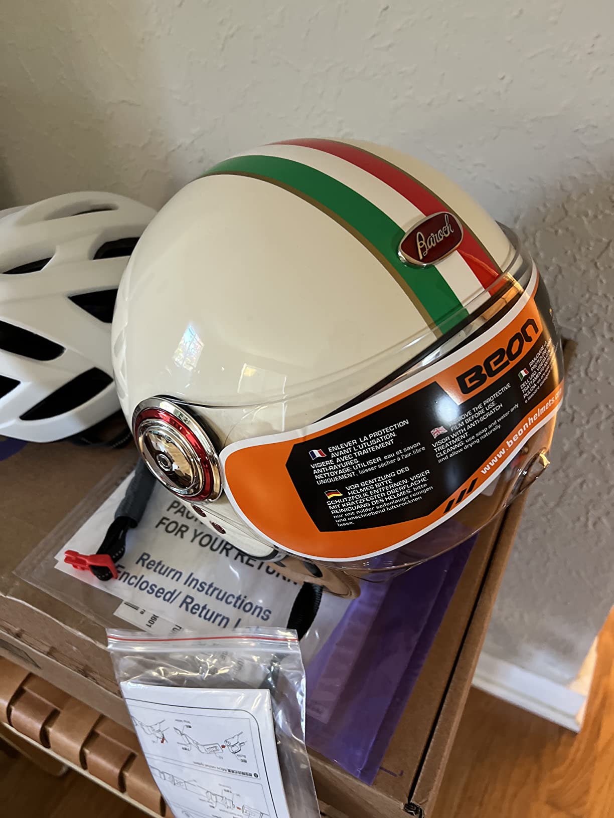 20/mo Finance Open Face Helmet with Visor,Vespa Helmet 3/4