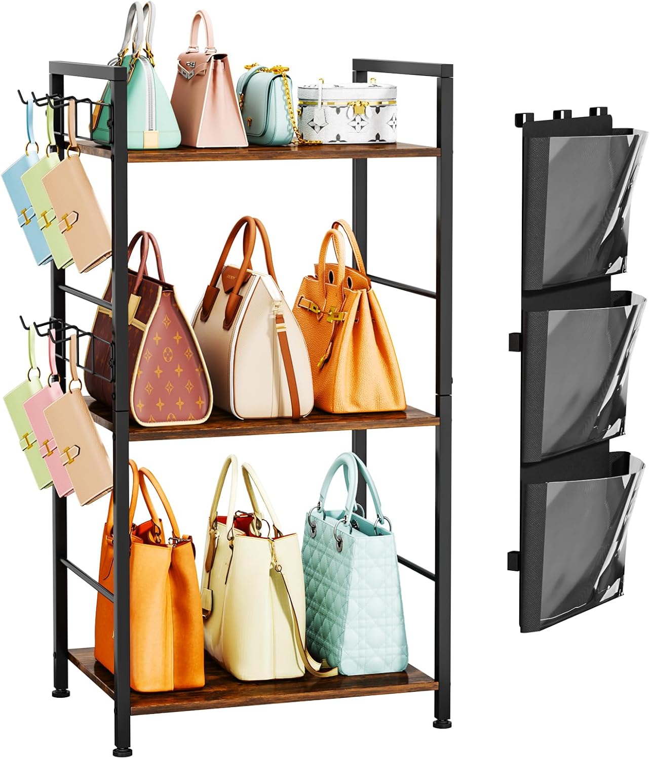 HapiRm Purse Organizer 3 Tier Holder with Side Hooks