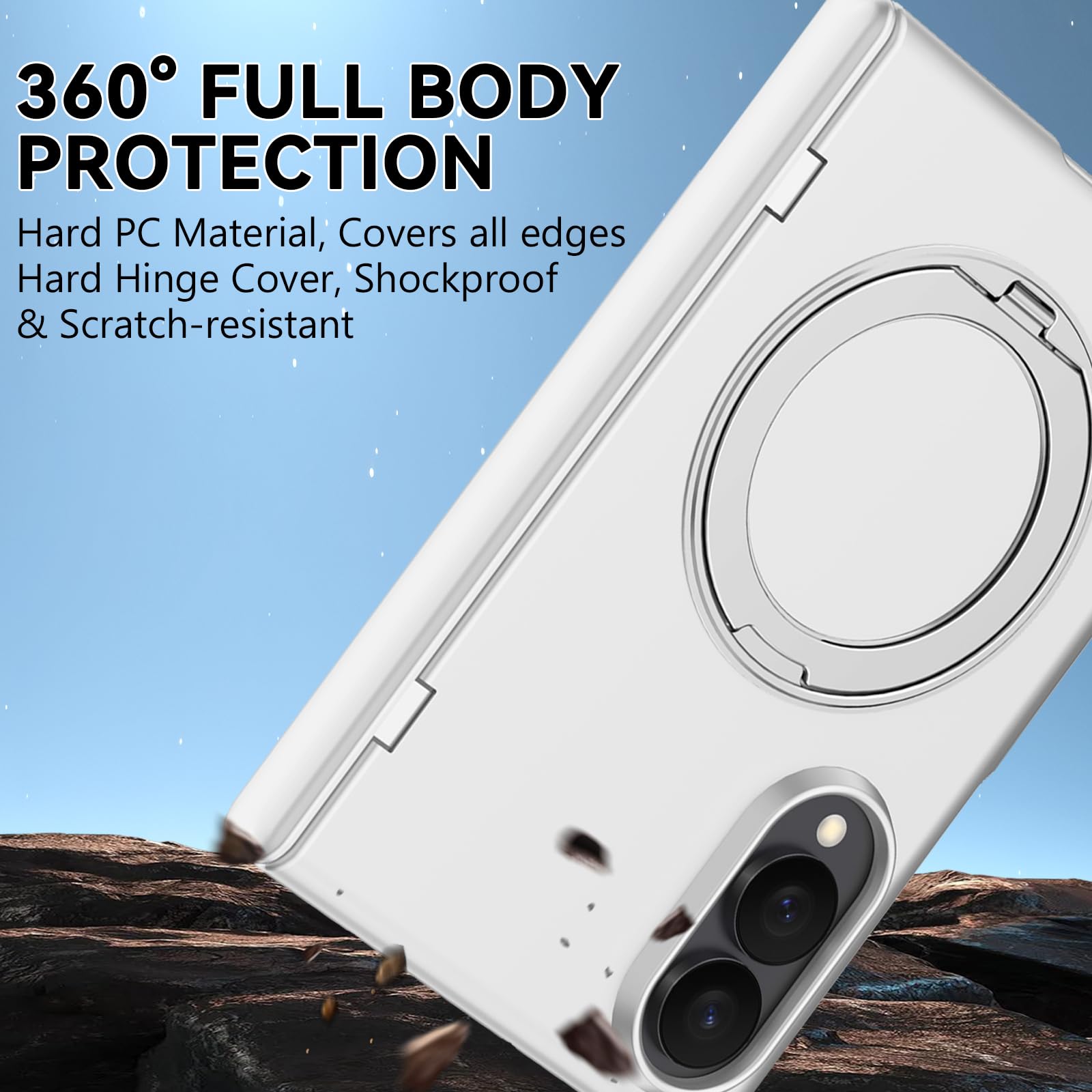 Funda para Samsung Galaxy Z Fold 8 (ancha) con soporte de anillo magnético, [compatible con Magsafe] Protector de pantalla integrado, cobertura completa, bisagra, protección para teléfono Z