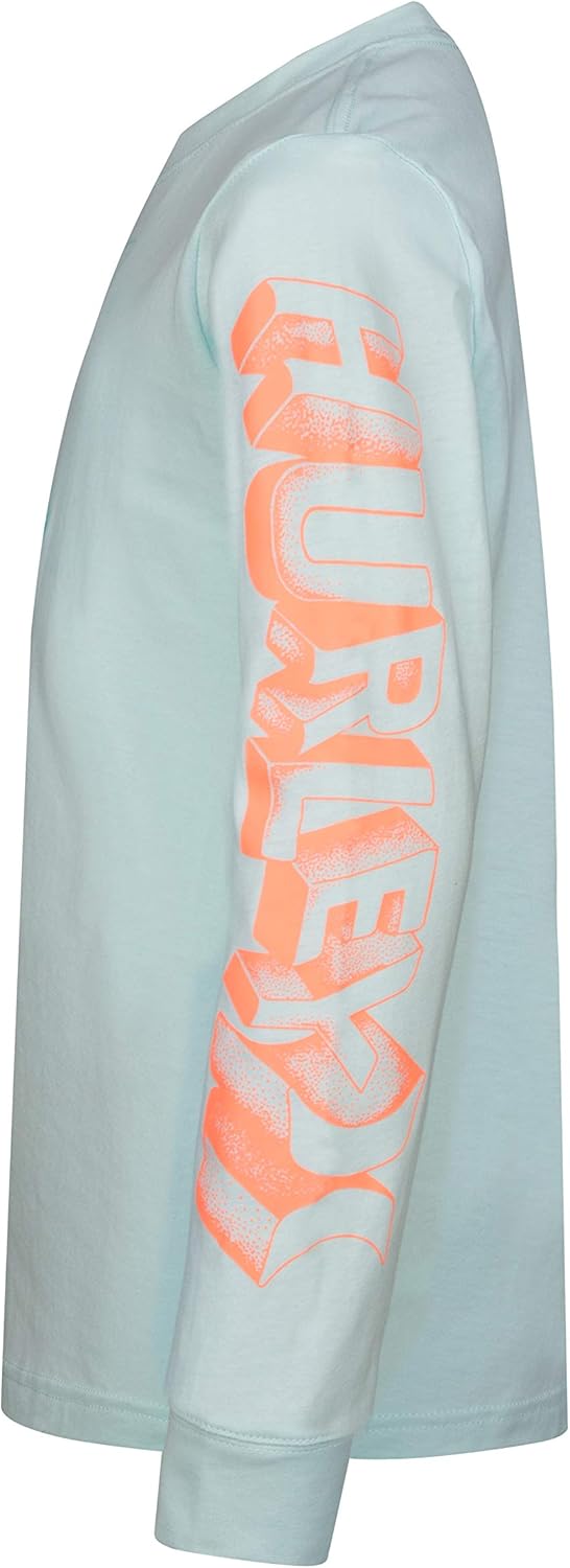 Hurley Boys' Long Sleeve Graphic T-Shirt, Teal/Icon, S