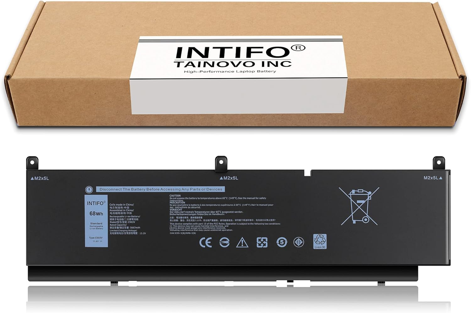 68Wh C903V Laptop Battery Compatible with Dell Precision 7550 7750 7560 7760 Series Notebook PKWVM CR72X 17C06 447VR [11.4V 68Wh 6-Cell]