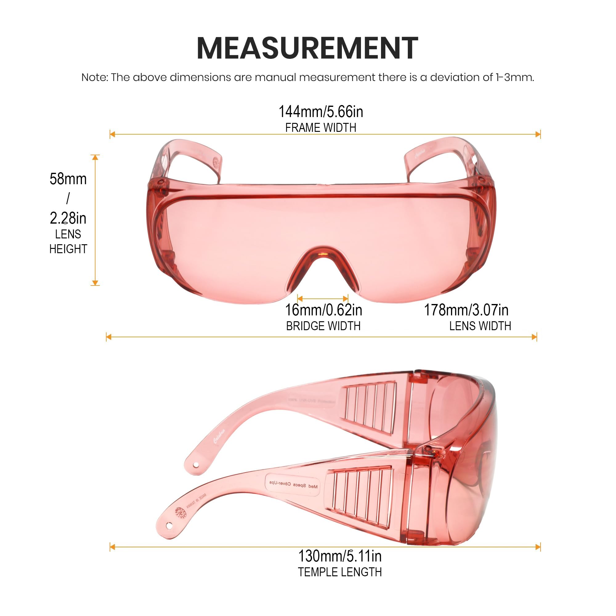 Calabria 1003 FL41 Rosa Überzieh-Schutzbrille zum Überziehen von Korrekturbrillen, Migränebrille FL-41, Brille gegen Lichtempfindlichkeit, Damen und Herren, für drinnen und draußen, Blaulichtblocker