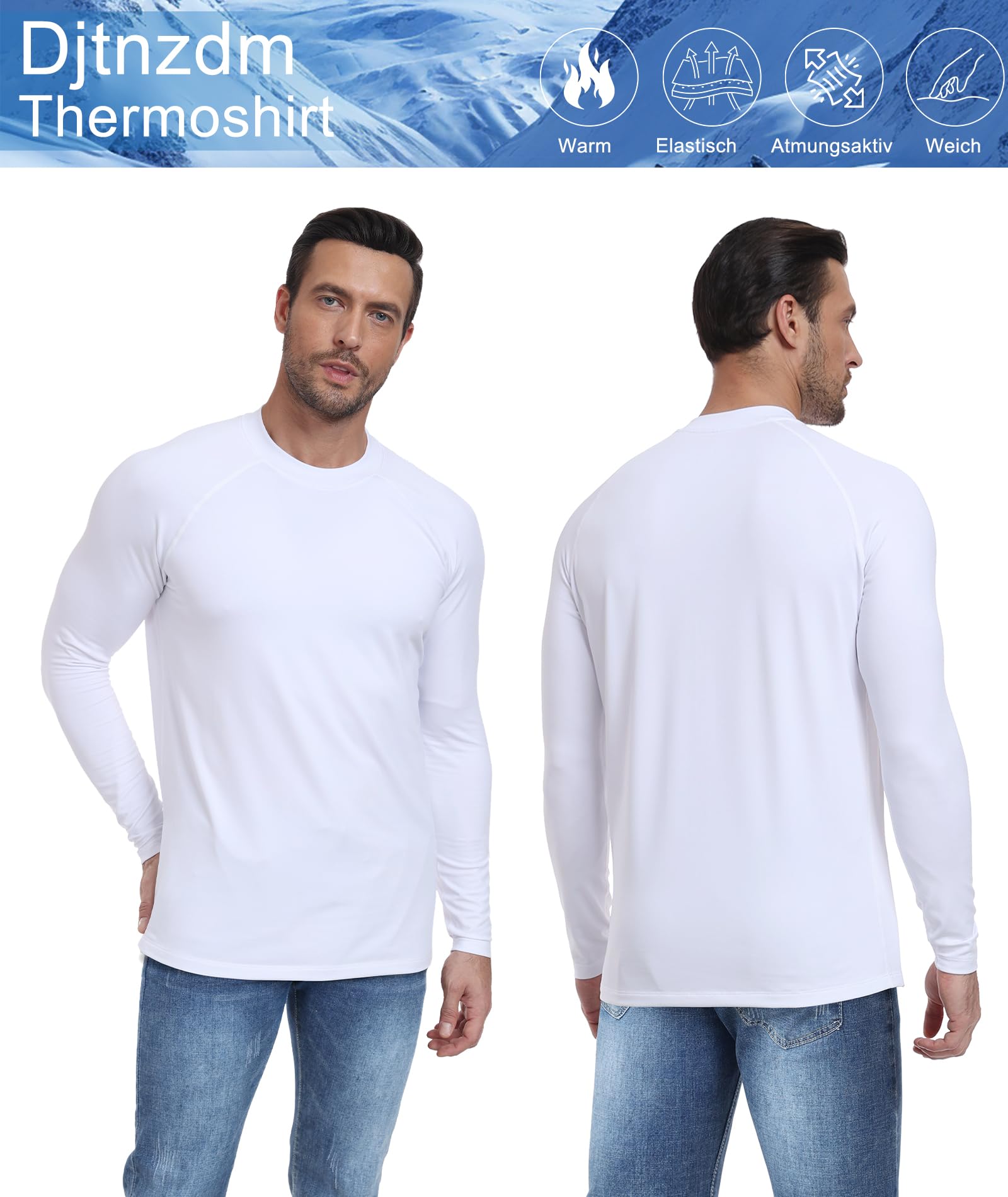 Djtnzdm Maglia Termica Uomo Manica Lunga Magliette da Ciclismo Invernale Sci Maglie Termiche Elastico Caldo T-Shirt Sportiva a Compressione Pacco da 2