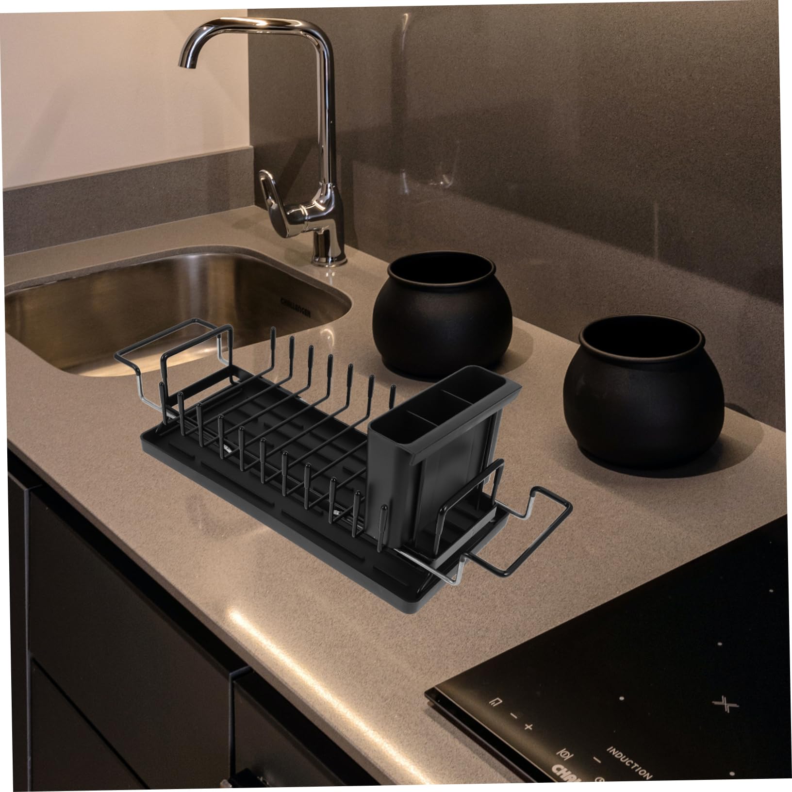 Küchen Geschirrabtropfgestell Verstellbar mit Abtropfschale Platzsparendes Design für Spüle für Große Haushalte und Multifunktionale Nutzung