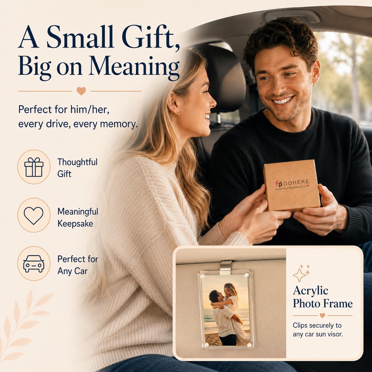 Gift for Boyfriend Husband Girlfriend Dad Car Decorations Interior Picture Holder, Car Visor Photo Clip Magnetic Frame Father's Day Personalized Photo Gifts Cute Car Decor Accessories 3.5 x 2.4 inch (1 PC)