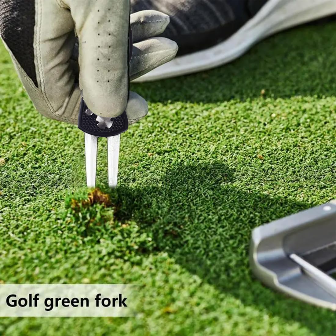 SGERUFZ Golf Reparatur Pitchgabel Edelstahl Multifunktion Tool mit Pop-up-Taste Ball Marker Switchblade Zubehör