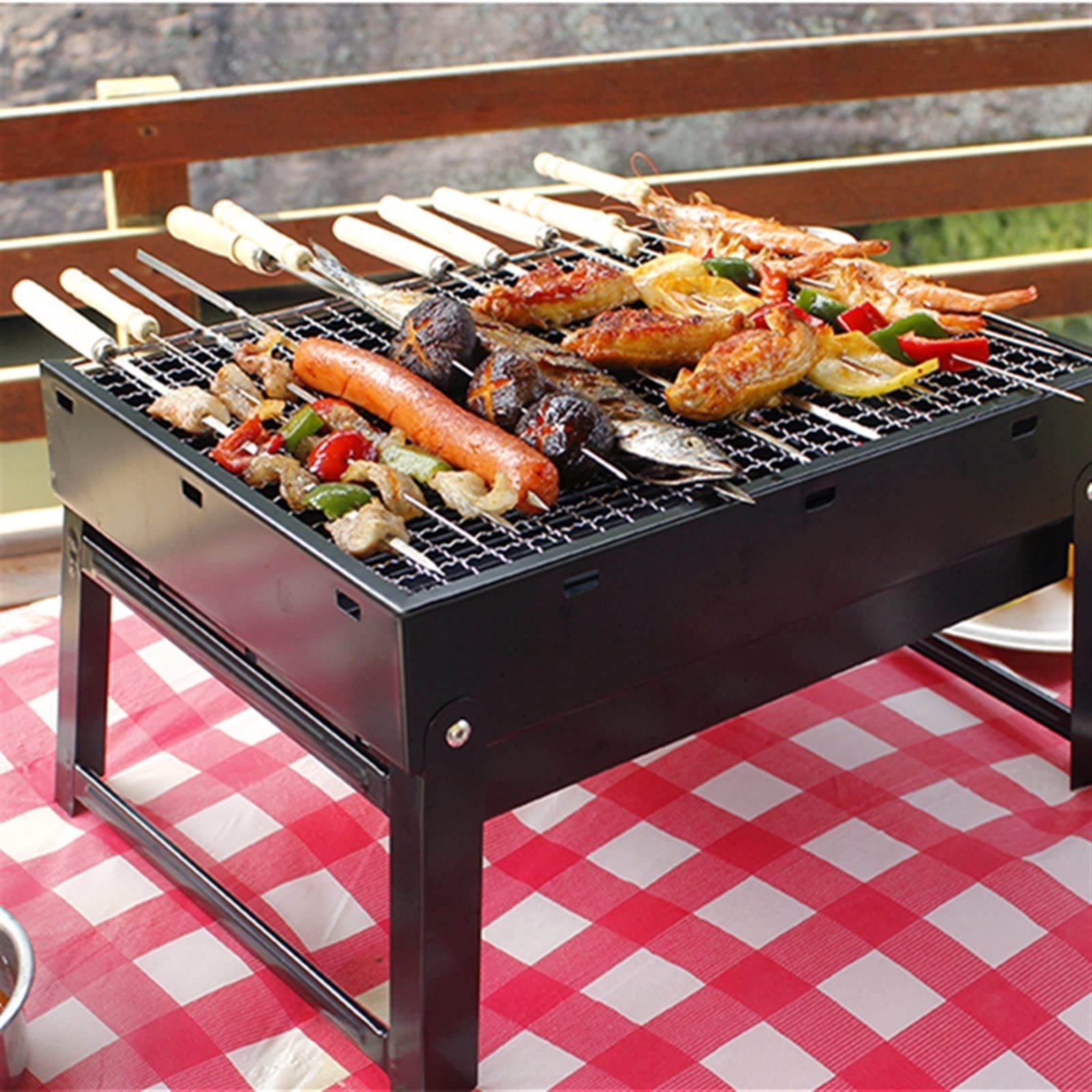 Grill Grill Ogrodowy Składany Przenośny Mini Grill Na Węgiel Drzewny Kuchenka Do Grillowania Na Drewno Do Domu, Ogrodu, Kempingu, Pikniku, Imprezy Na Plaży