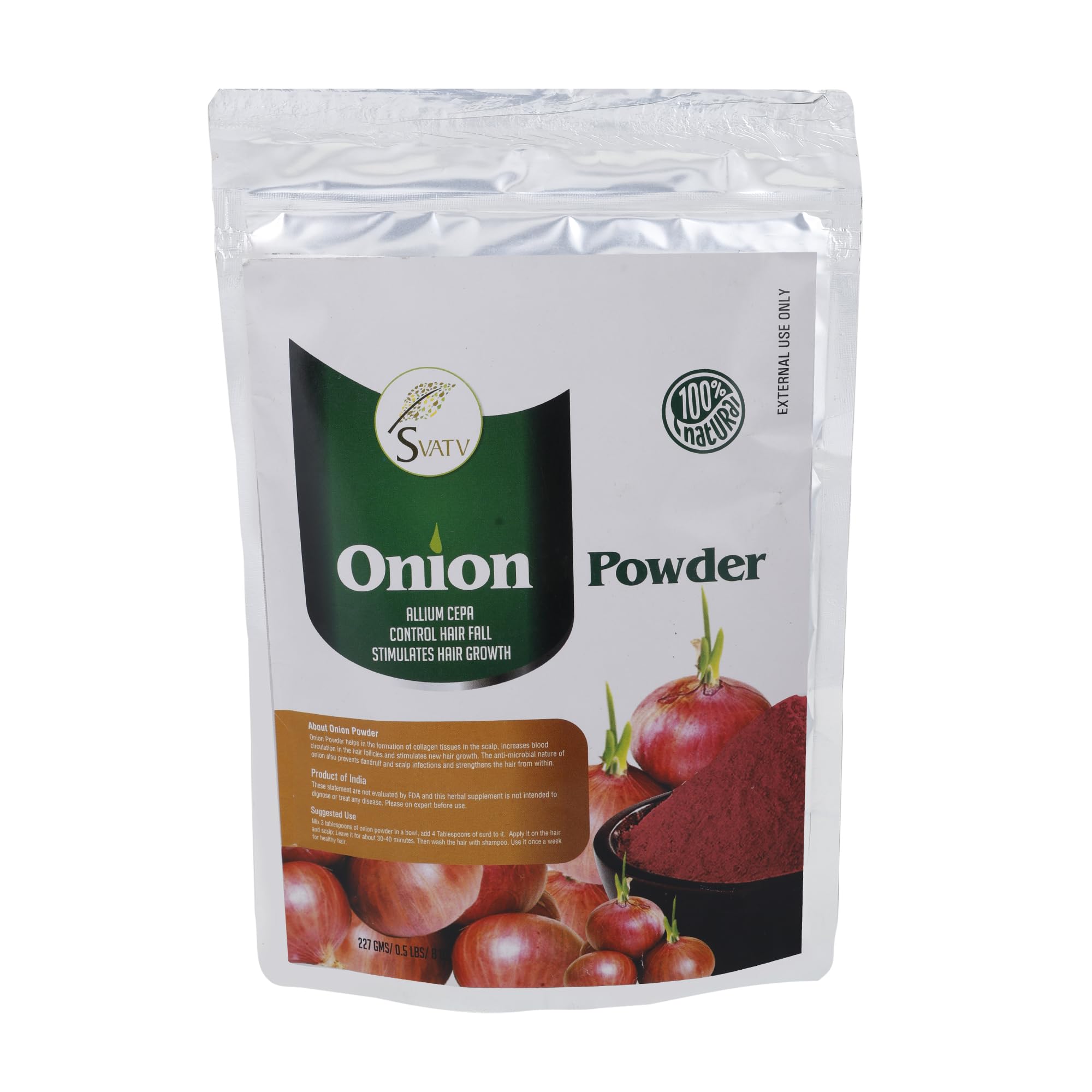 Poudre D'oignon | Onion Powder | Allium Cepa | Apaise Le Cuir Chevelu | Stimule La Croissance De Nouveaux Cheveux | Taille - 227g