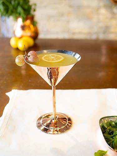 Miniatura 3 de Copa de Martini de cobre, copas de martini, copa de cóctel de martini, 100% vidrio de cobre martillado hecho a mano (cobre brillante)
