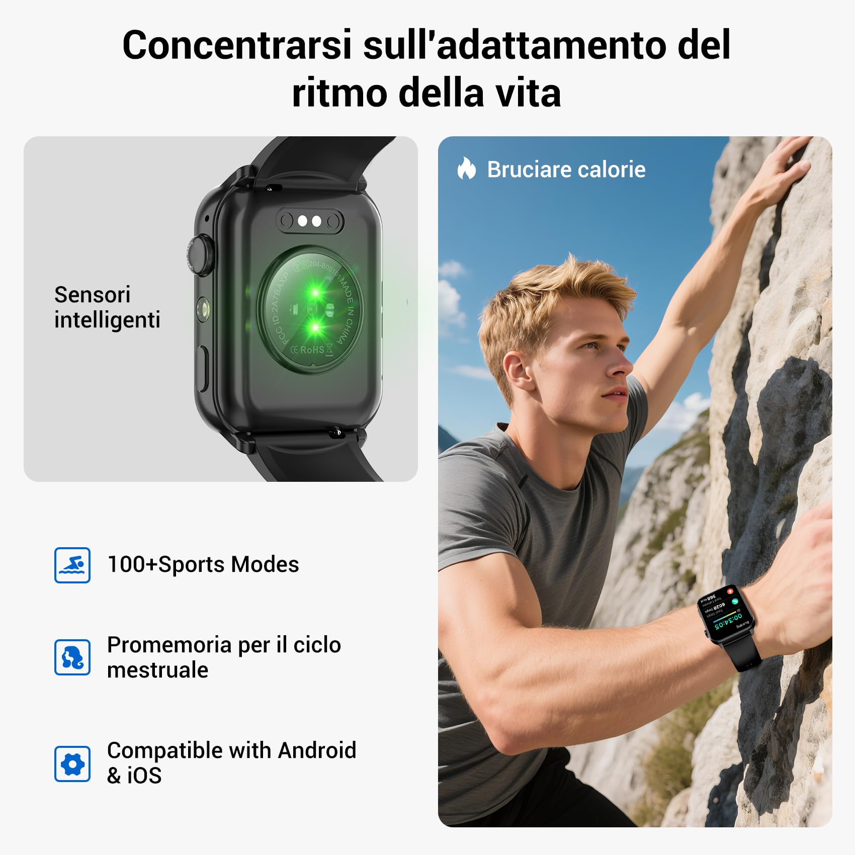 Baolubao Smartwatch Uomo Donna, Orologio Smartwatch con LED Torcia, Effettua/Risposta Chiamate, Orologio Intelligente con DIY Quadranti, 2 Cinturini, Contapassi, Sonno, Smart Watch Impermeabile IP68