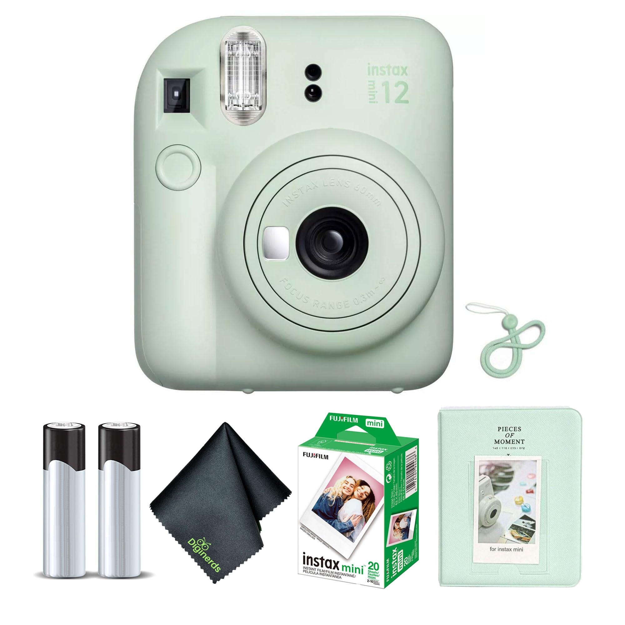FUJIFILM INSTAX Mini 12 Camera (Mint Green) 20-Sheet Photo Album Bundle