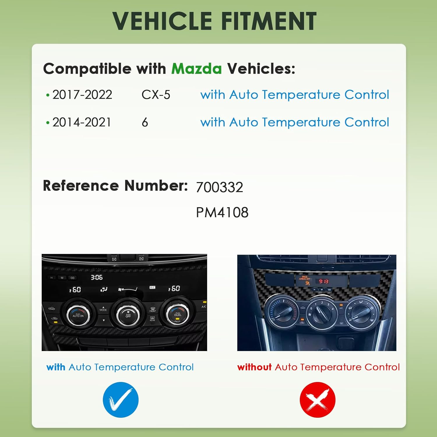 AC Heater Blower Motor Compatible with - Mazda Vehicles - CX-5 2017-2022, 6 2014-2021 - only with ATC - Replace# 700332, PM4108