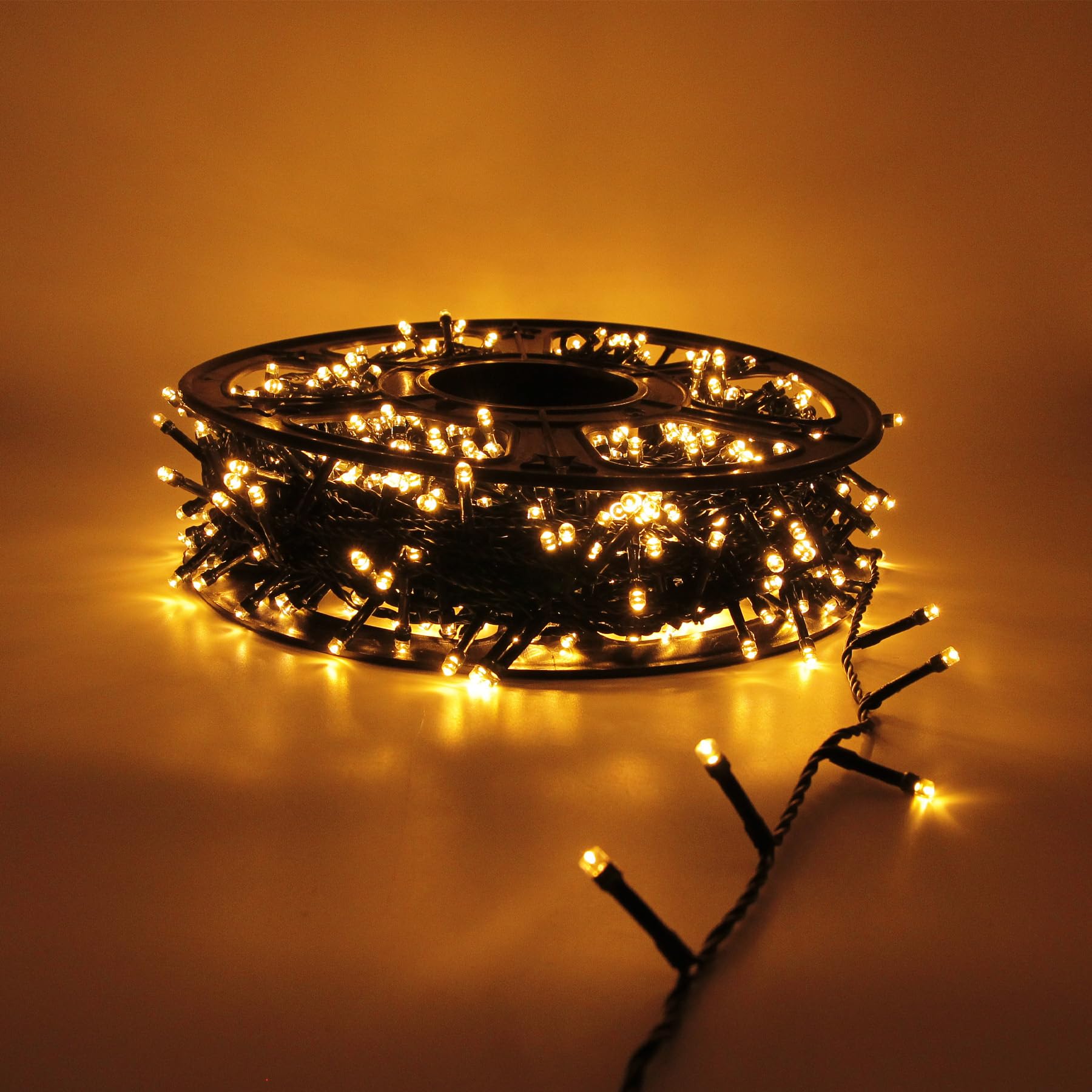 Świąteczne lampki LED do użytku zewnętrznego/wewnętrznego, 5 mm, zielony kabel, 8 trybów, kontroler 31 V z pamięcią, IP44 (złoty, 50 m 1000 LED)