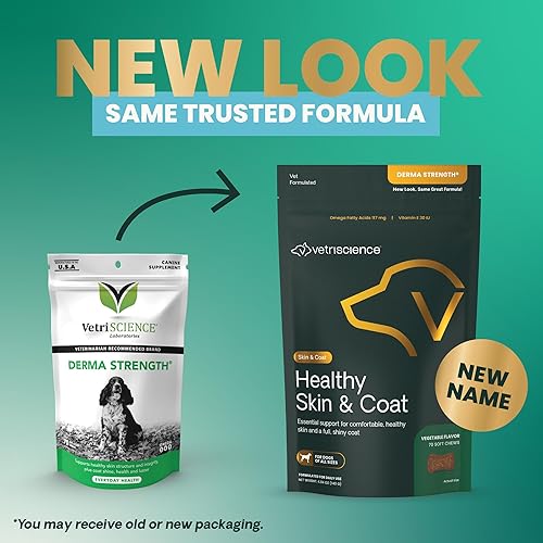 Miniatura 2 de VetriScience Masticables saludables para piel y pelaje, suplemento de aceite de salmón Omega-3 Derma Strength para perros, masticables Omega para