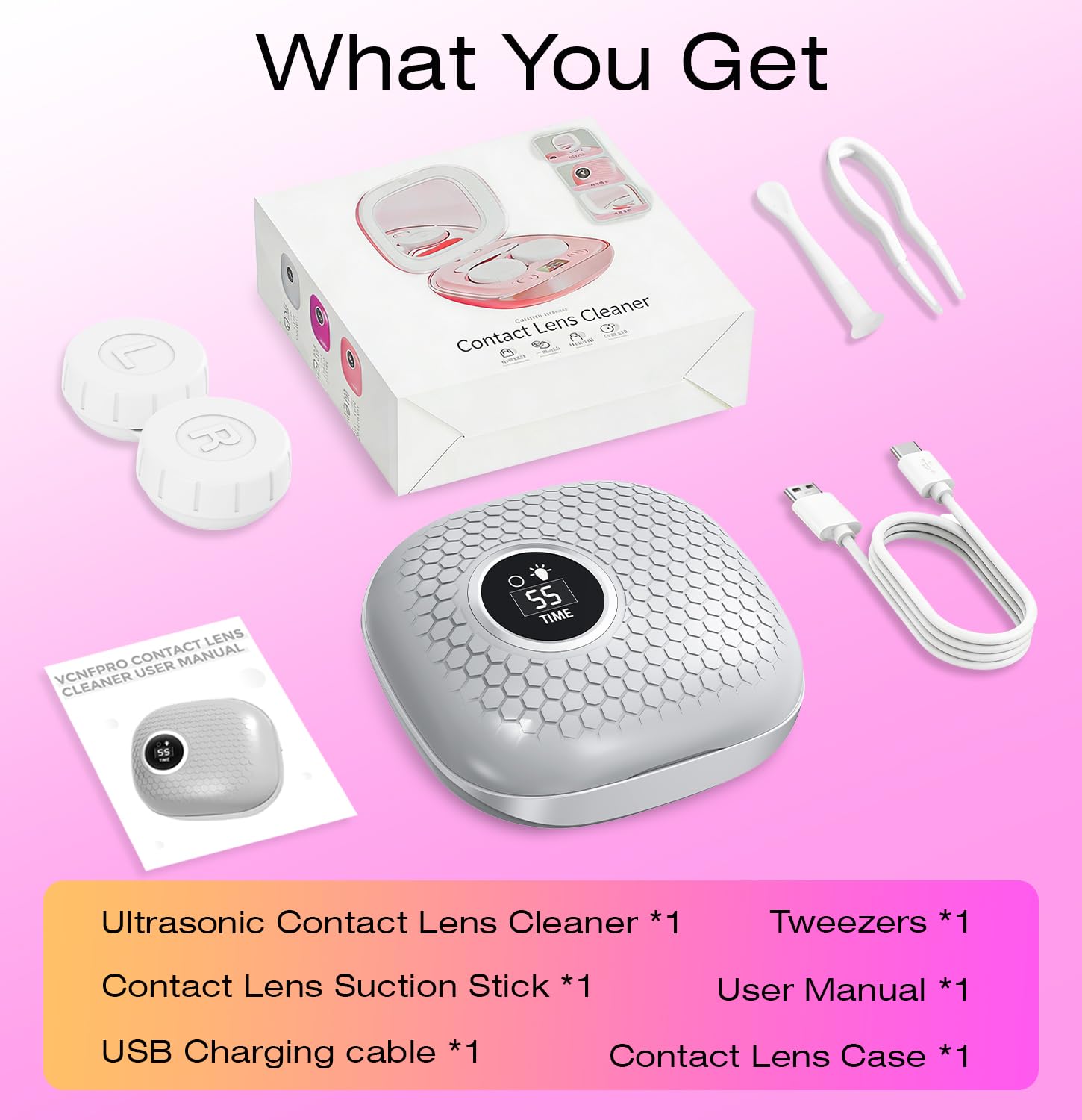 Ultrasonic Contact Lens Cleaner Machine Portable with 3 Smart Cleaning Modes, Ideal for Home and Travel — view 8