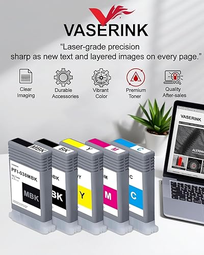 Miniatura 4 de PFI-030 Cartucho de tinta de 1.9 fl oz (5 unidades, negro mate, negro cian magenta amarillo) compatible con PFI-030MBK PFI-030BK PFI-030C PFI-030M