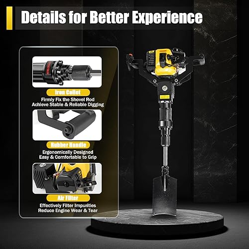 Miniatura 5 de LIYUANJUN Excavadora de agujeros de poste de 72 cc, kit de máquina de perforación de tierra de 3 KW (4.1HP) con brocas de 6 pulgadas10 pulgadas12