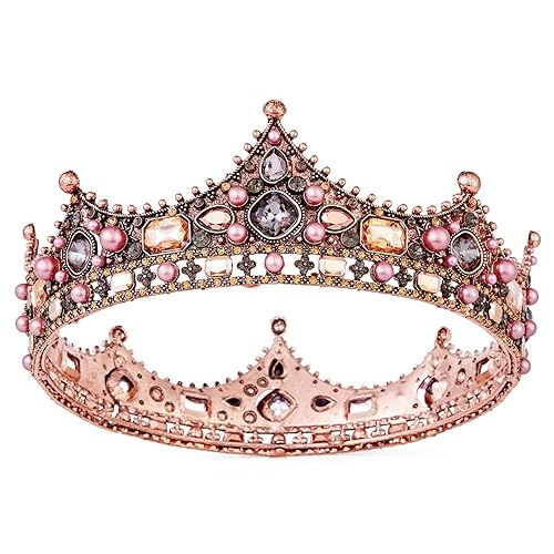 Coronas para mujer, Vofler oro rosa, cumpleaños, princesa, reina, tiara, decoración barroca para el cabello para niñas, quinceañera, boda, concurso,