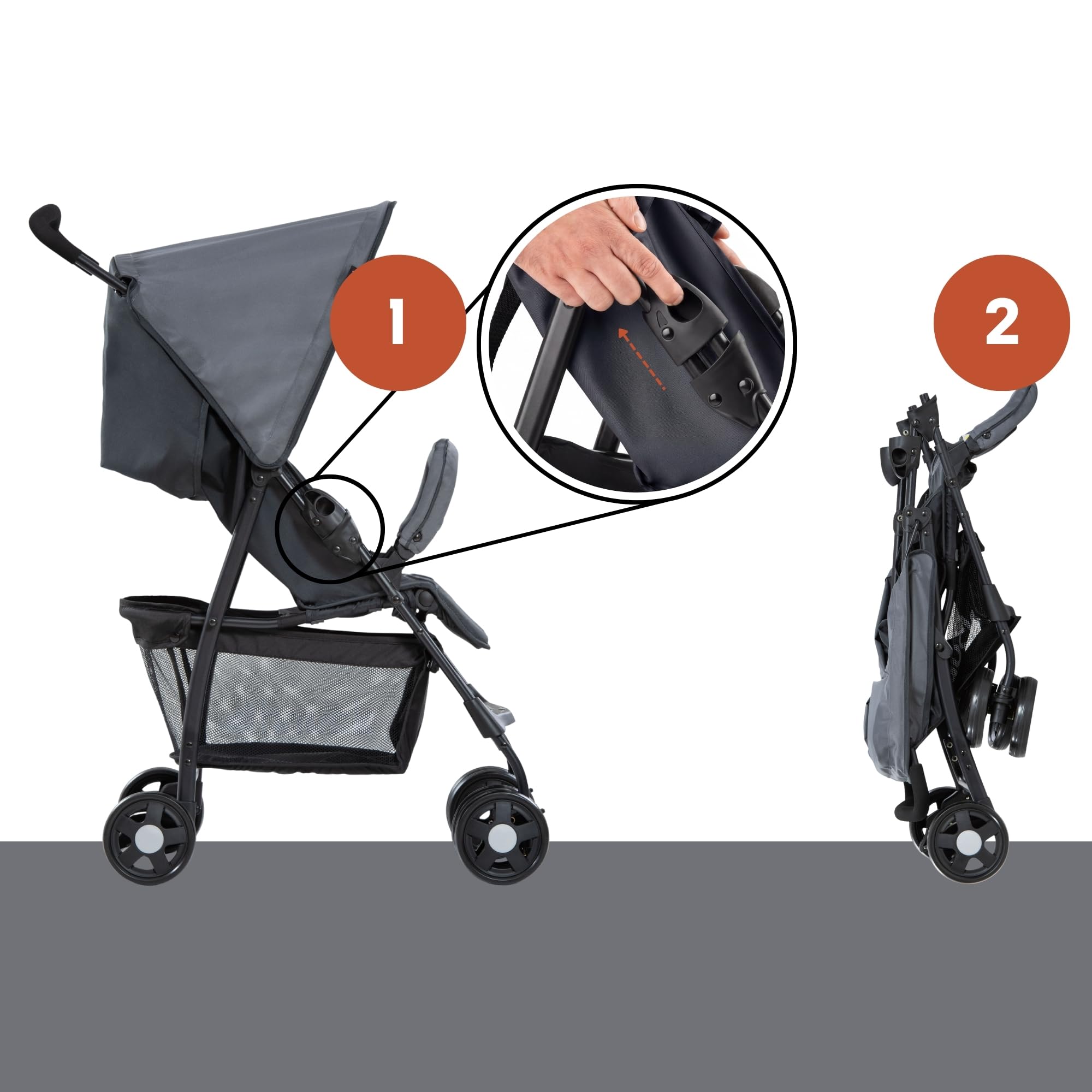 hauck Sport Carrito Bebe Ligero desde el Nacimiento - Silla de Paseo Reclinable para Niños hasta 15 kg - Carro Plegable Ultraligero 5,9 kg - Cesta Grande hasta 3 kg - Gris Oscuro