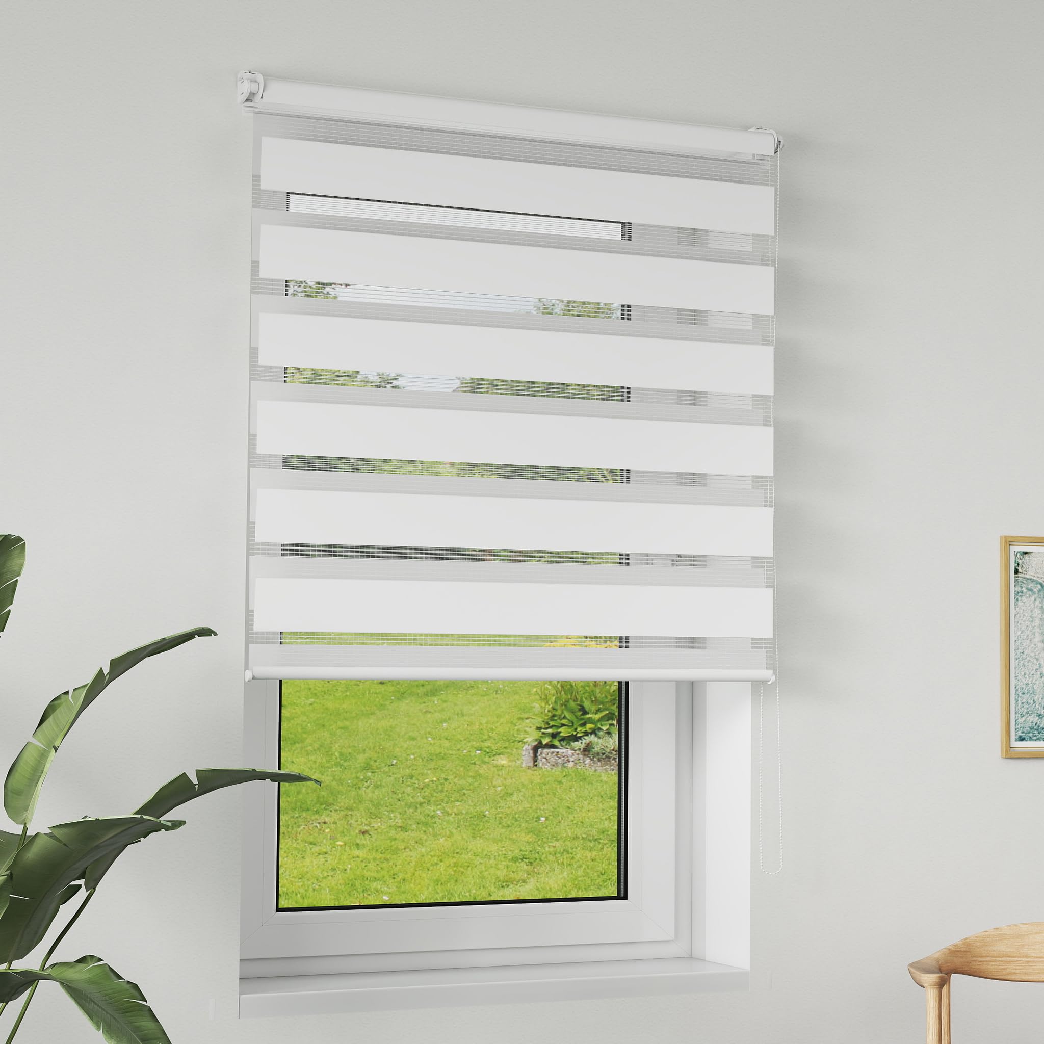 LILIIN Doppelrollo klemmfix ohne Bohren, Duo Rollo Blickdicht Zebrarollo Rollos für Fenster und Tür, Rollo Klemmrollos für Wohnzimmer Küche Büro lichtdurchlässig und Verdunkelnd