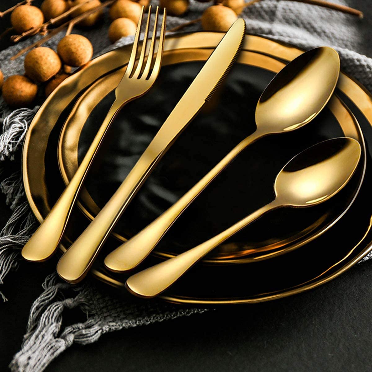 8-teiliges Gold-Edelstahl-Geschirr, Exquisites Spiegelpoliertes Besteck-Set, Kann Für Spülmaschinen Verwendet Werden, Home Kitchen Gifts