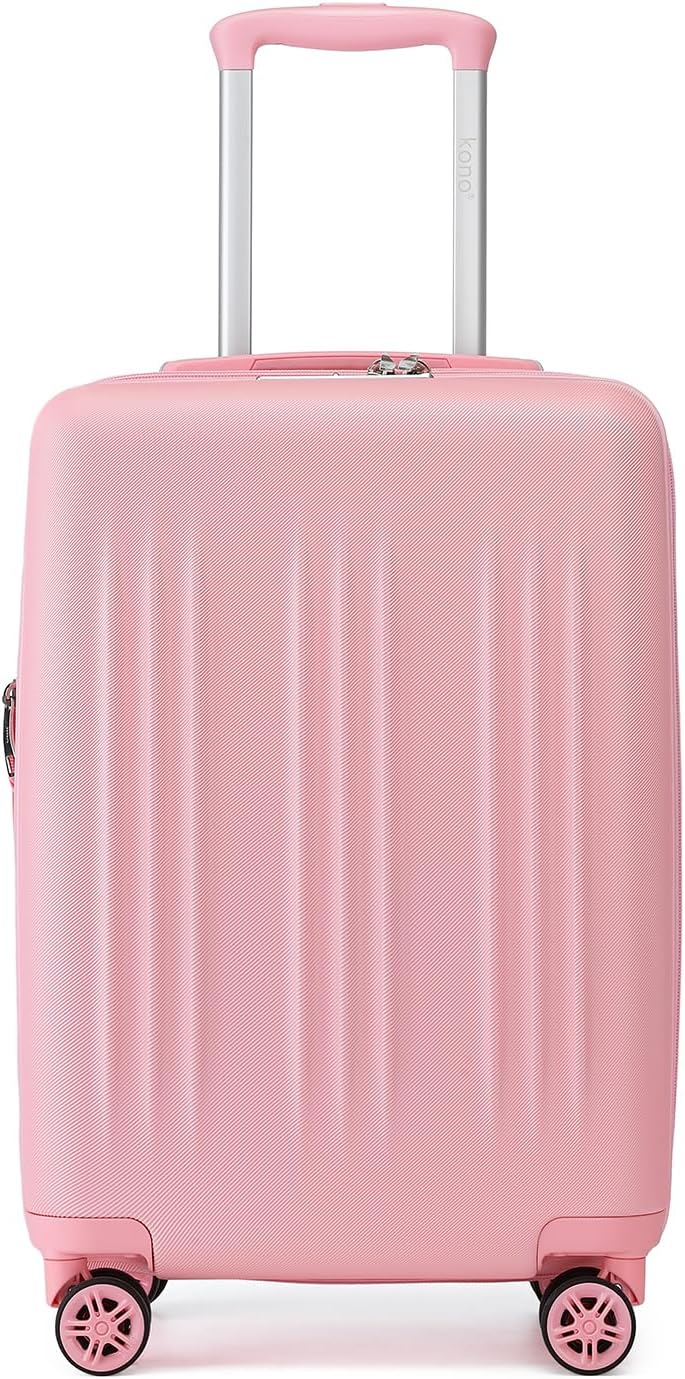 Kono Small 20 Inch Expandable Carry On Luggage with Quiet Spinner Wheels & TSA Lock, Scratch and Drop Resistant PC+ABS Hardside 22x14x9 Airline Approved Suitcase, Pink - Image 8