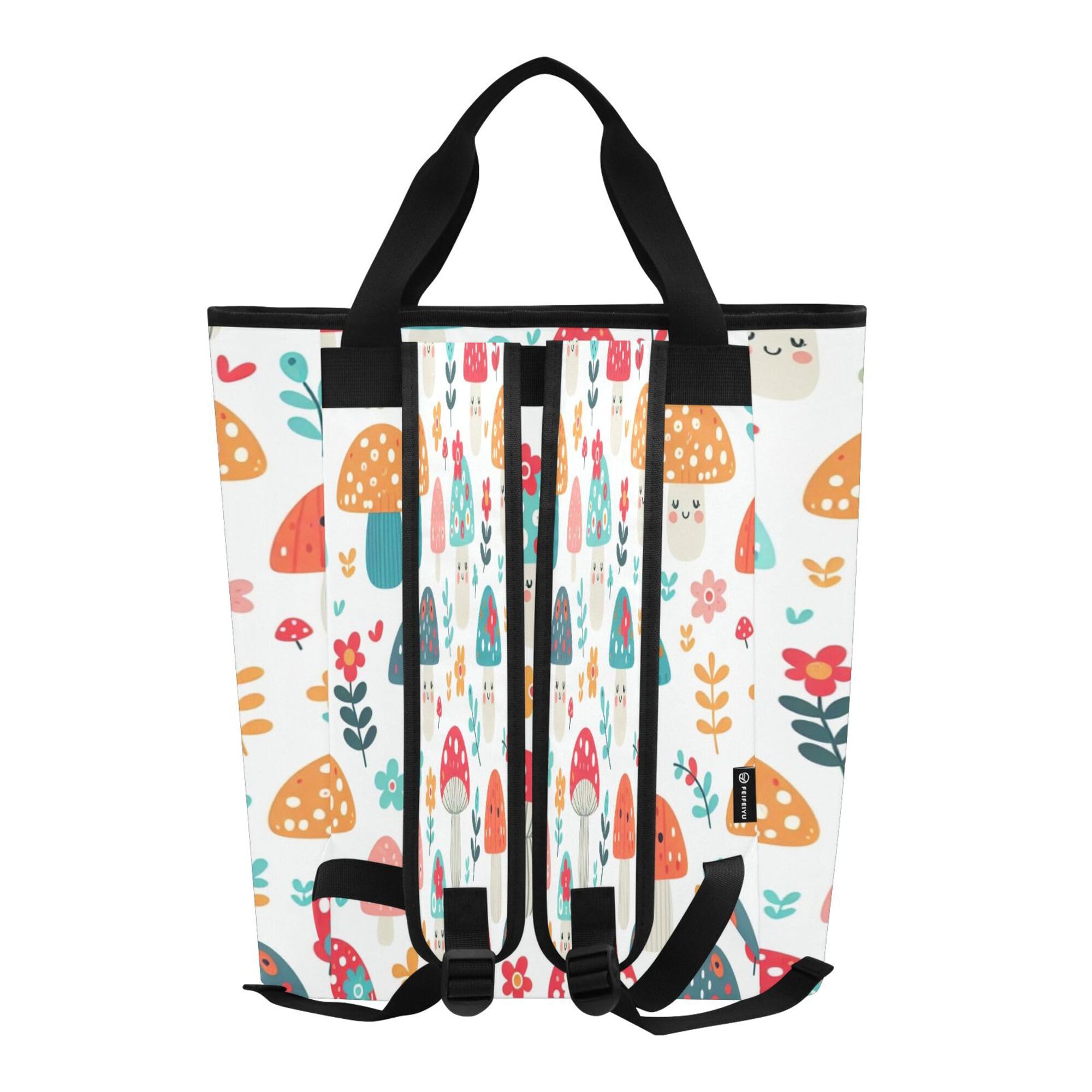 PYBUG Mushrooms Reusable Insulated Backpack 36 Cans,Large Leakproof Portable Cooler Tote Organizer for Office Picnic Hiking Beach BBQ