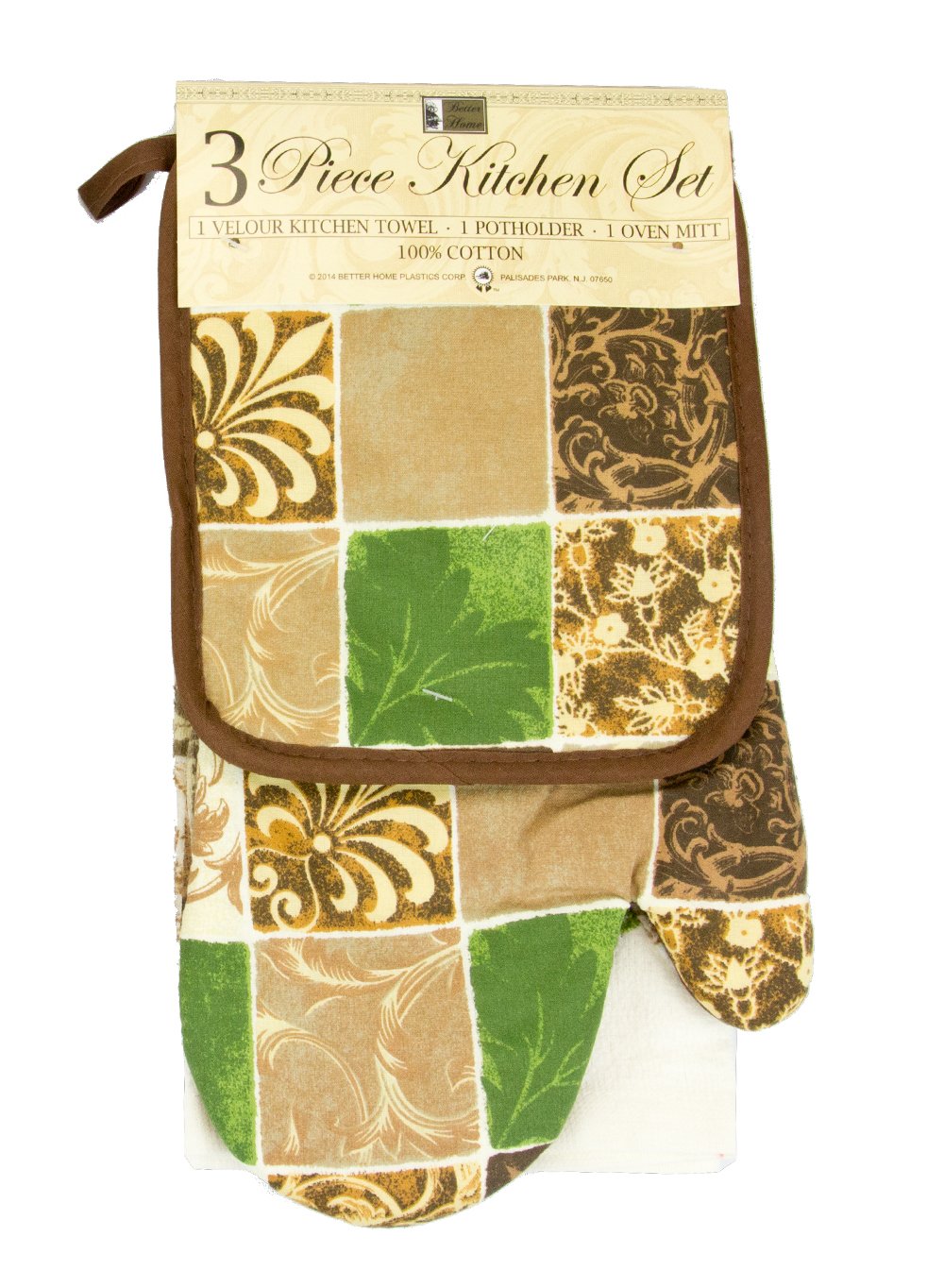 HomeluxAuthentic Kitchen Linens Set of Apron, Oven Mitt and Kitchen Towel - 100% Cotton (Floral)