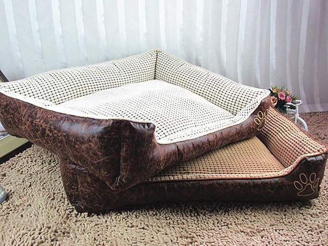 Foto 2 de 3 de GUOCU Cómodo Casa para Mascotas Impermeable PU Forrado con Terciopelo Suave Lavable Cuatro Temporadas…