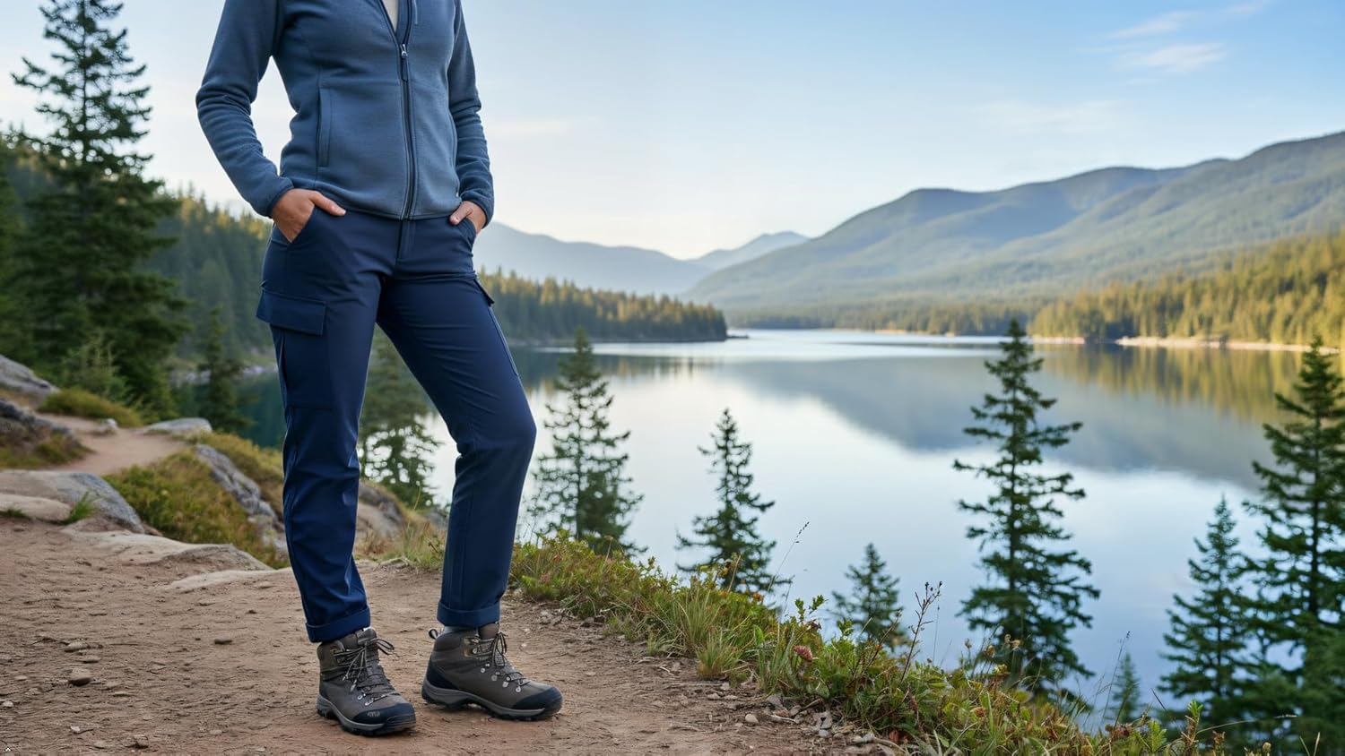 Women's Cargo Capri Pants - Stretch Hiking Cropped Pants with Pockets & Adjustable Hem for Casual Travel Work Golf