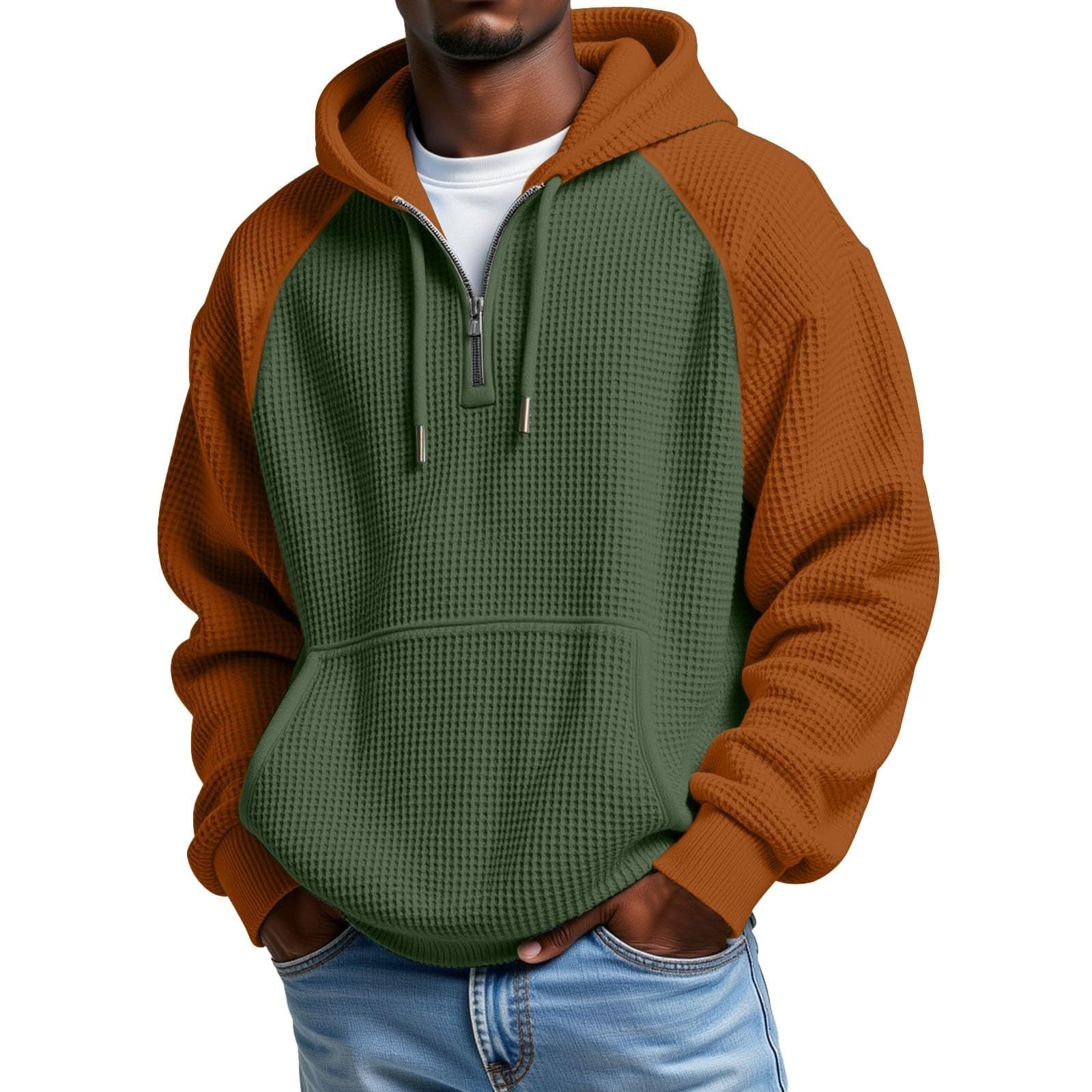 Sweat à capuche en maille pull décontracté manches longues - 5