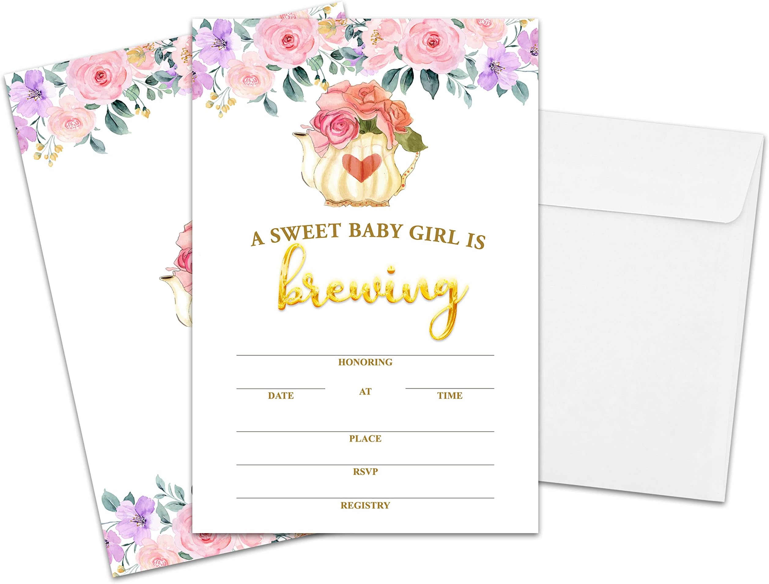 Doreen's BoutiqueBrewing Theme Baby Shower Invitations, Brewing Baby Shower Party Decorations, Supplies, Favors - 25 Cards With Envelopes Per Pack(BB009)