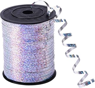 500 Yards Silver Crimped Curling Ribbon Shiny Metallic Balloon Roll for Gift Box Wrapping Ribbon Florist Flowers Decoration ,Church Stage Design,Party Decorations, Festival Art Craft Decor