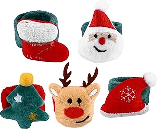 ABOOFAN 5 Pçs Anel De Palmas De Natal Decoração De Natal Meia De Natal Pulseiras De Tapa De Noel Pulseira De Pano De Férias Banda De Tapa Desenhos Animados Banda De Tapa Com