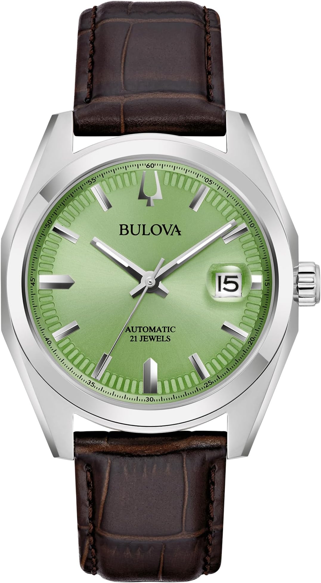 Surveyor Automatic Green Dial Brown Leather Strap Watch 39mm - 96B427