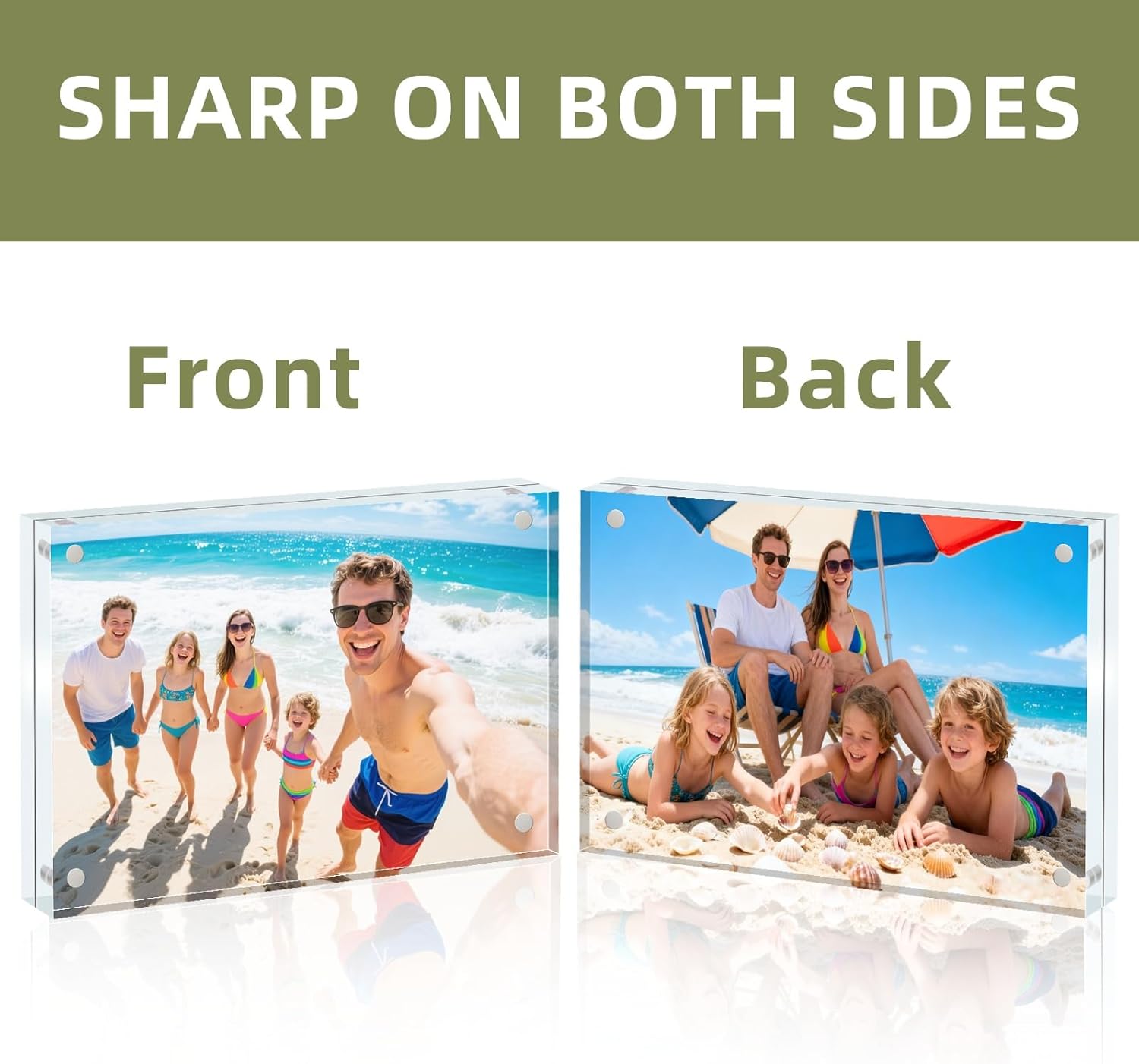 5×7 Acrylic Picture Frames 3 Pack, 20% Thicker 20mm Clear Lucite Frameless Block, Double-Sided Freestanding Magnetic Photo Display, UV-Resistant Transparent Desktop Frame for Home, Office and Gifts