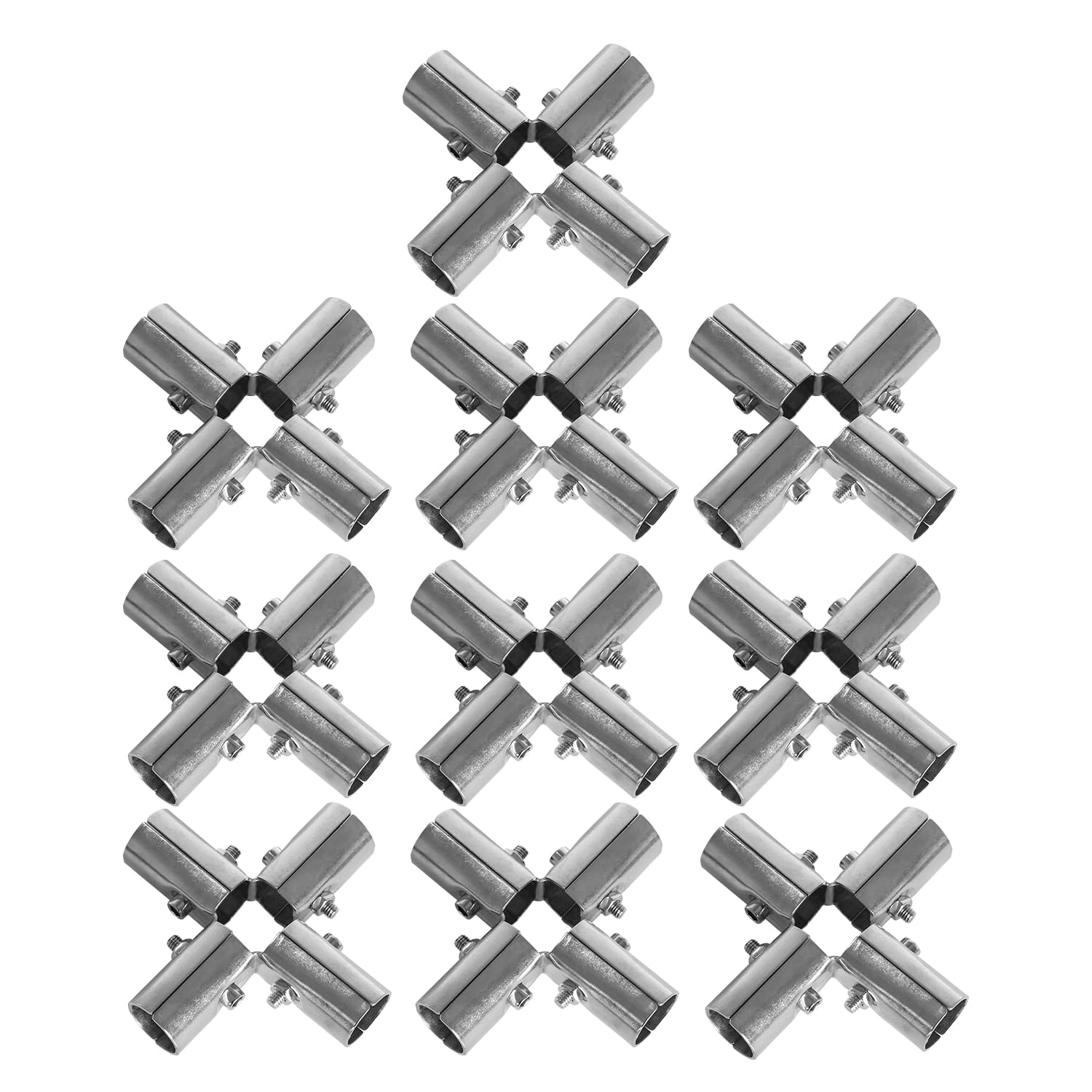 YTKavq Structural Pipe Connector,1" Stainless Steel 5 way Pipe Clamp Chain Link Fence Clamp,10 pack Corner Fitting End Rails Clamp Fit OD 25mm Tube,Thickness 1.8mm