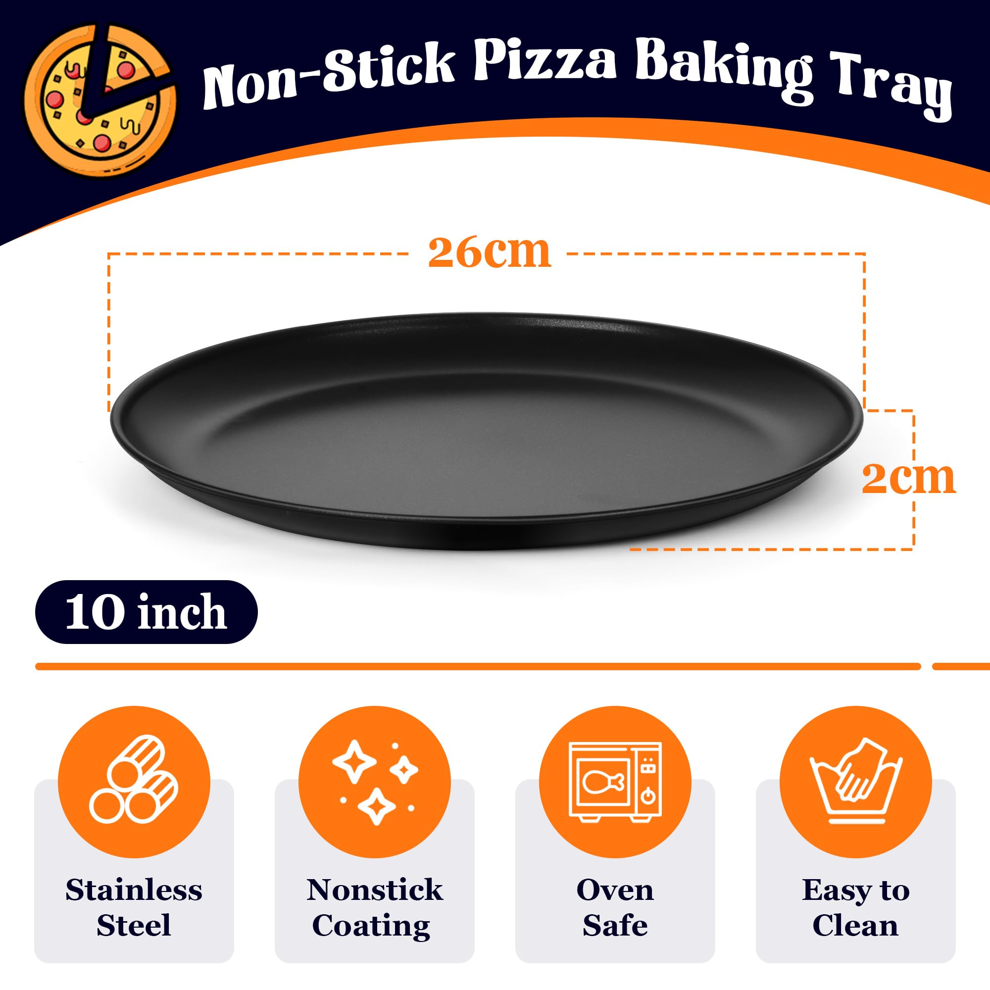 Herogo Pizza Tray, 10 Inch Non-Stick Pizza Oven Tray Set of 2 - Image 2
