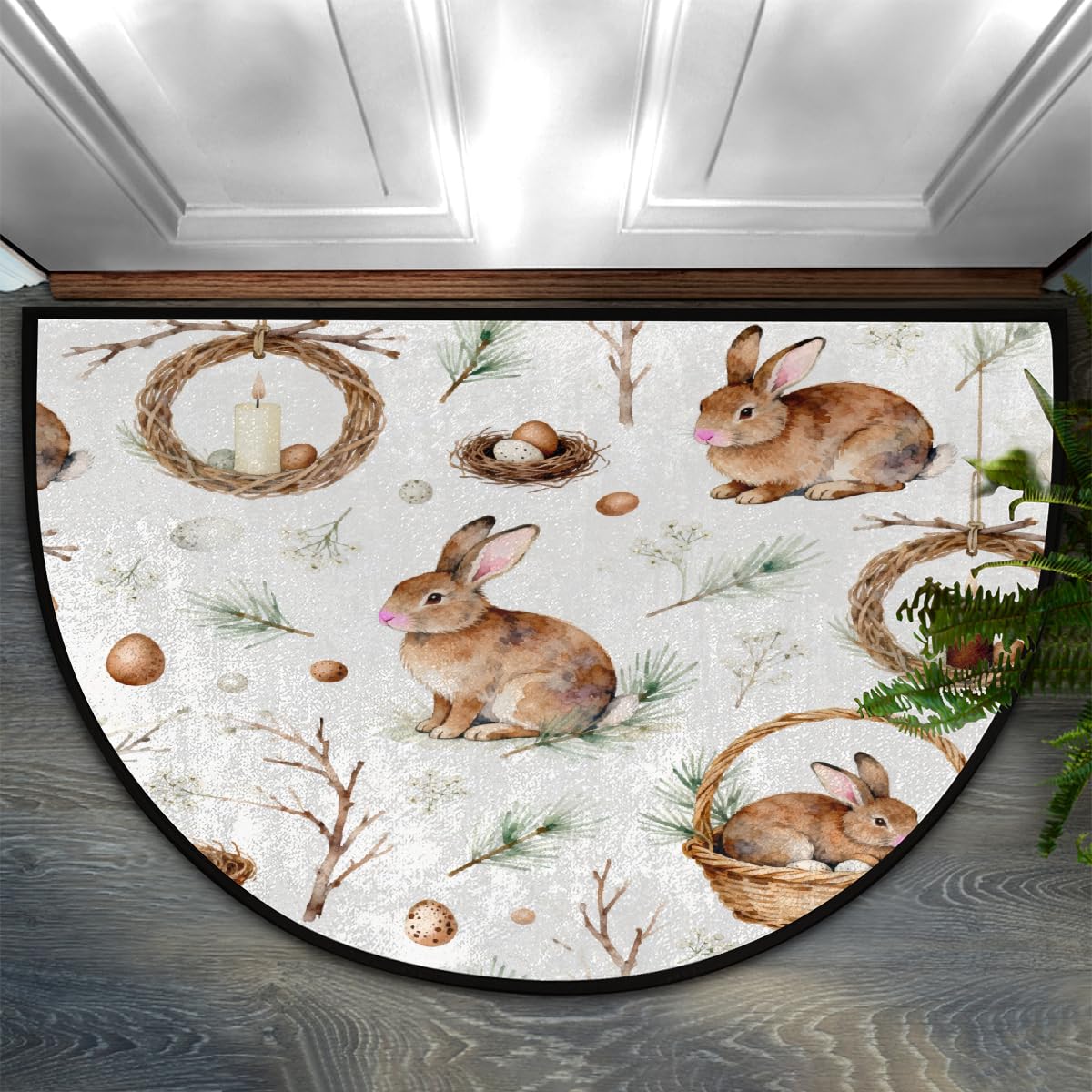 Paillasson absorbant antidérapant motif lapin lavable en machine