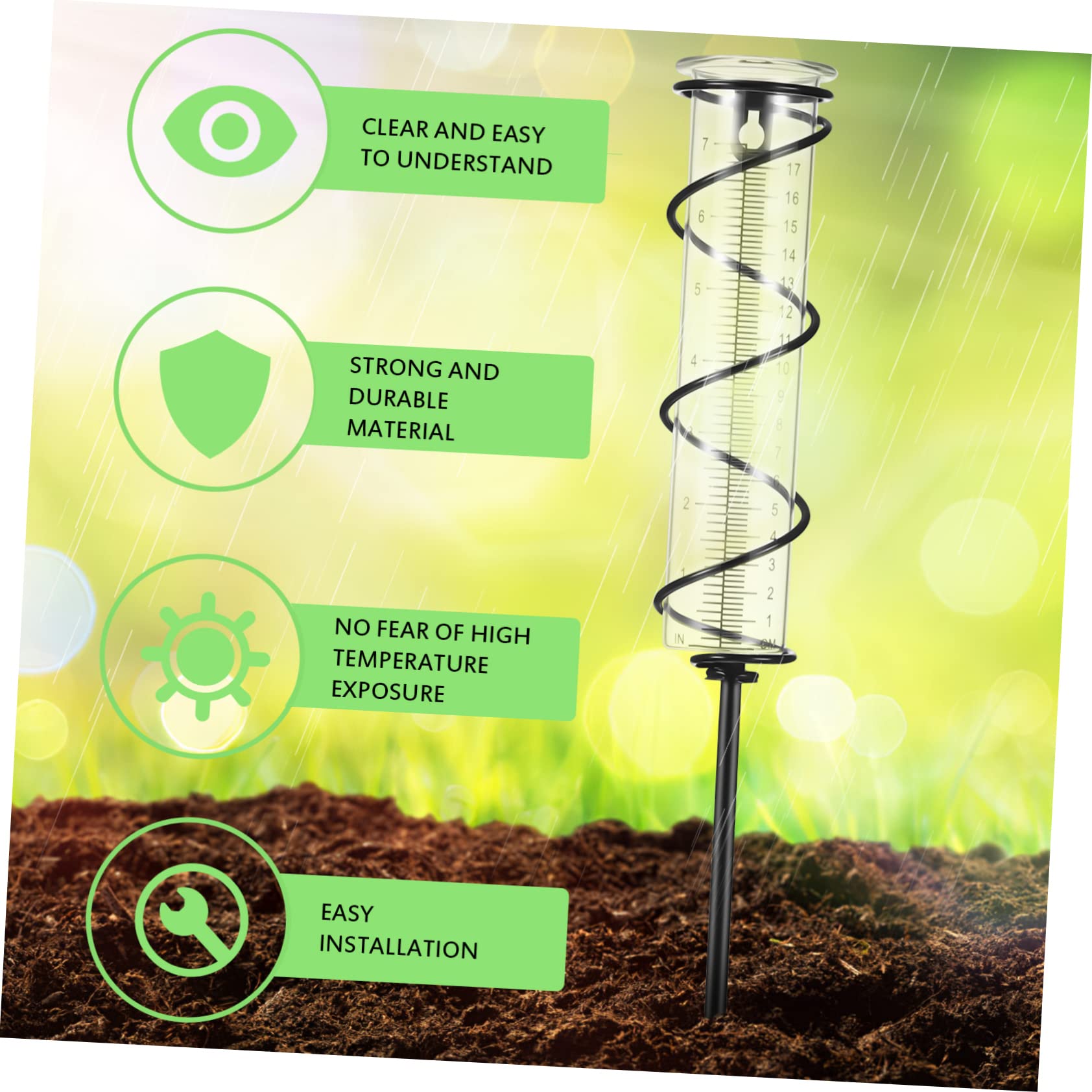 Milisten Regenmesser Für Draußen Aus Glas Mit Spiralpfahl Aus Eisen Einfach Zu Montieren Inklusive Ersatz-messzylindern Für Garten