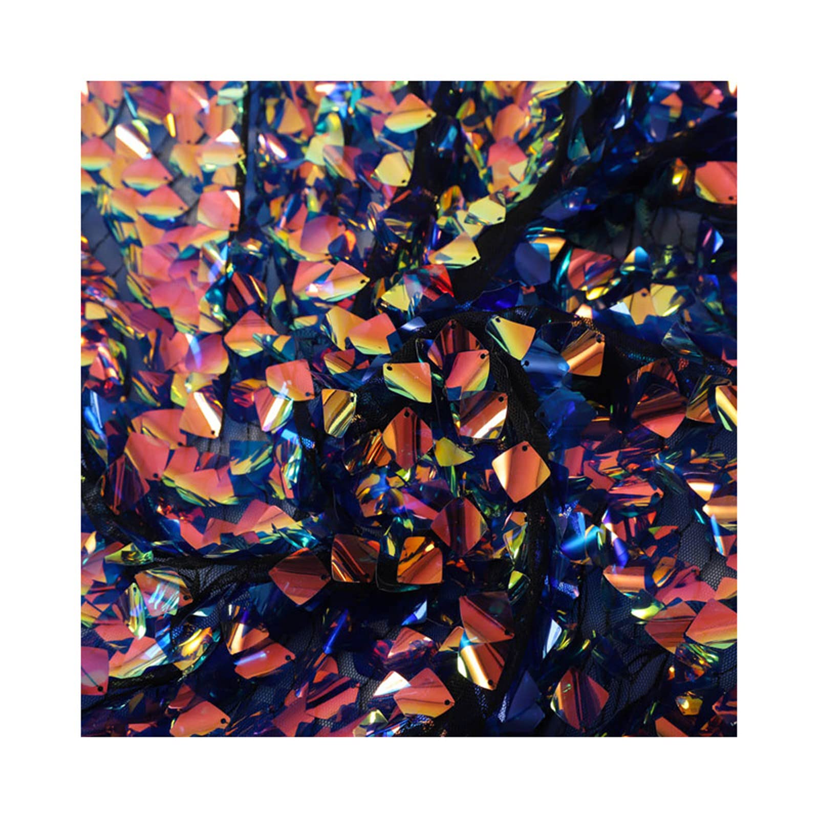 Wholesale 1 Yard Dragon Scale Sequin Fabric for Clothing, Decoration and More (Blue)